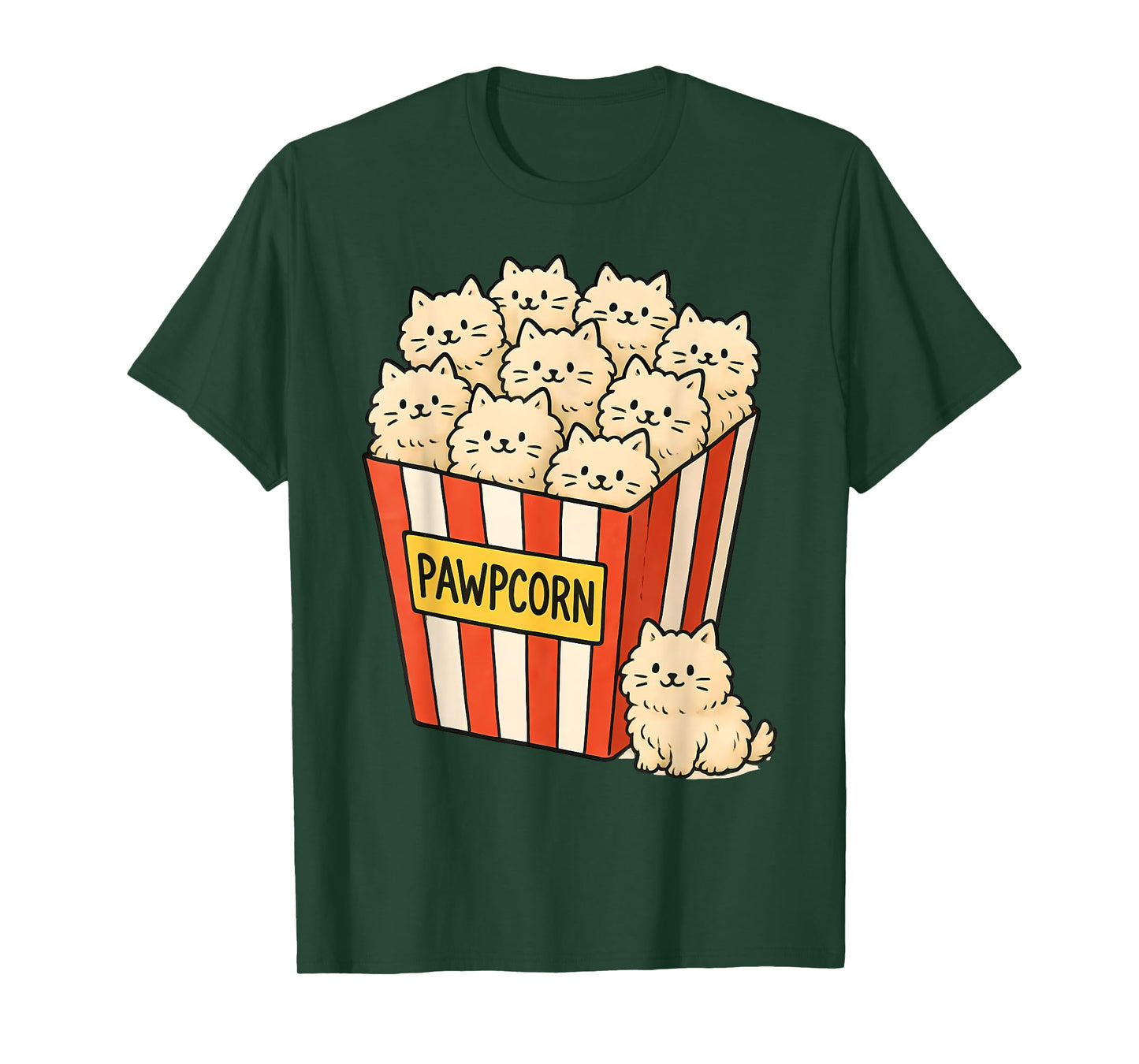 Funny Cat Owner Pawpcorn Popcorn Pun Cute Kittens Cat Lover T-Shirt