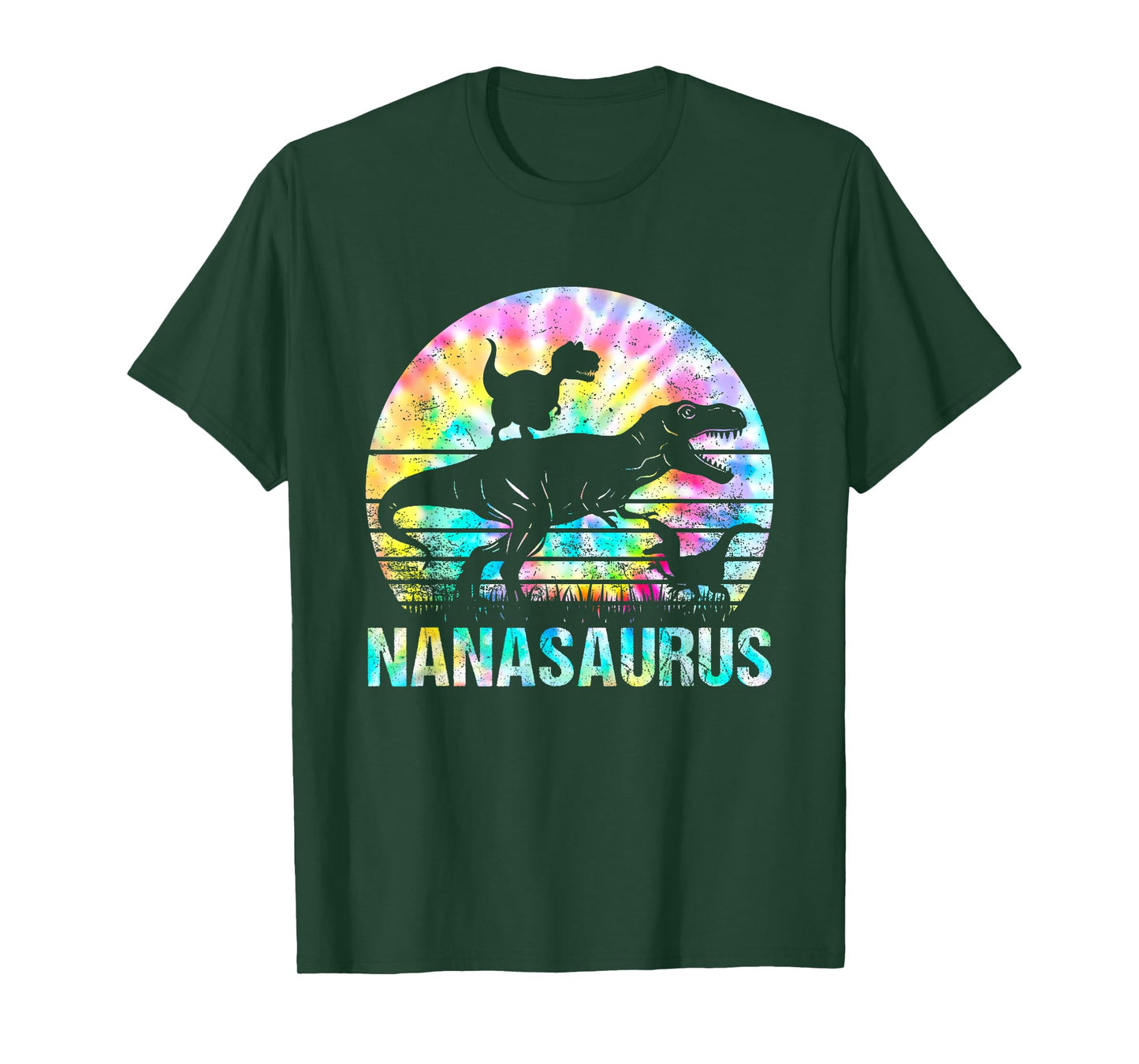Nanasaurus T Rex Dinosaur Mom Saurus Tie Dye Vintage 70s T-Shirt