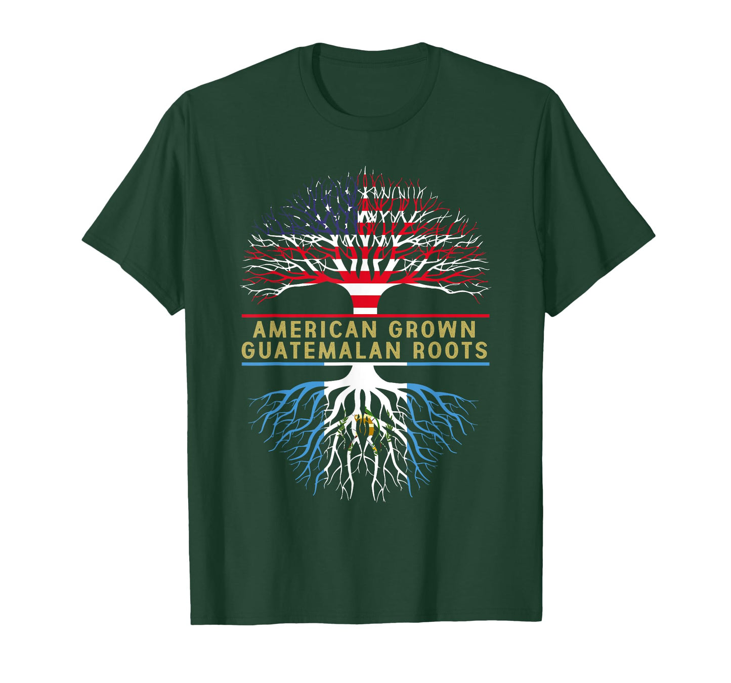 American Grown Guatemalan Roots America Guatemala Tree Flag T-Shirt