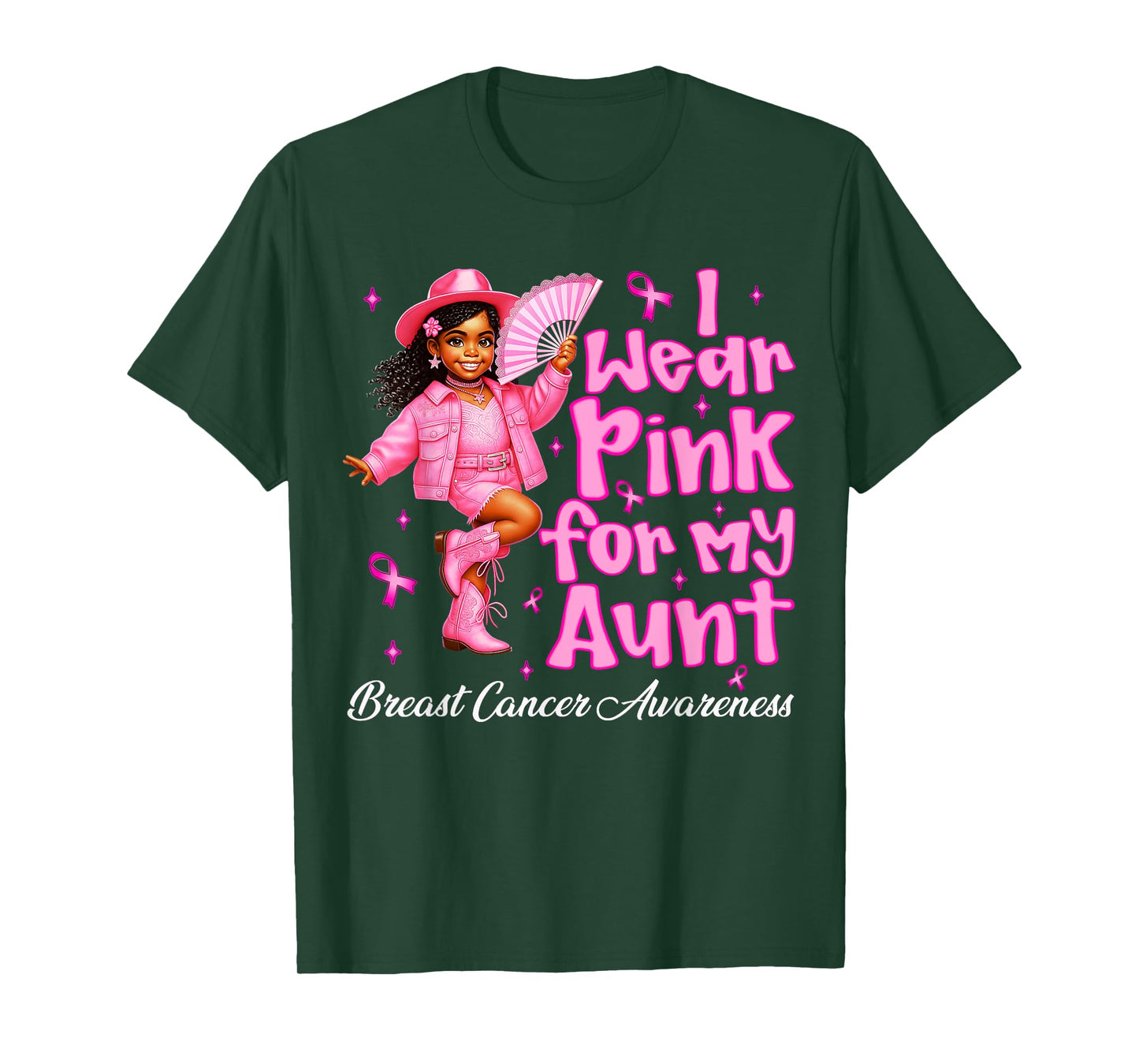 HUGvyn Breast Cancer: I Wear Pink for My Aunt Black Cowgirl T-Shirt