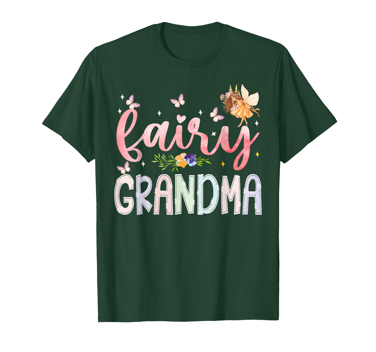 Fairy Grandma Magical Floral Birthday Girl Fairytale Family T-Shirt