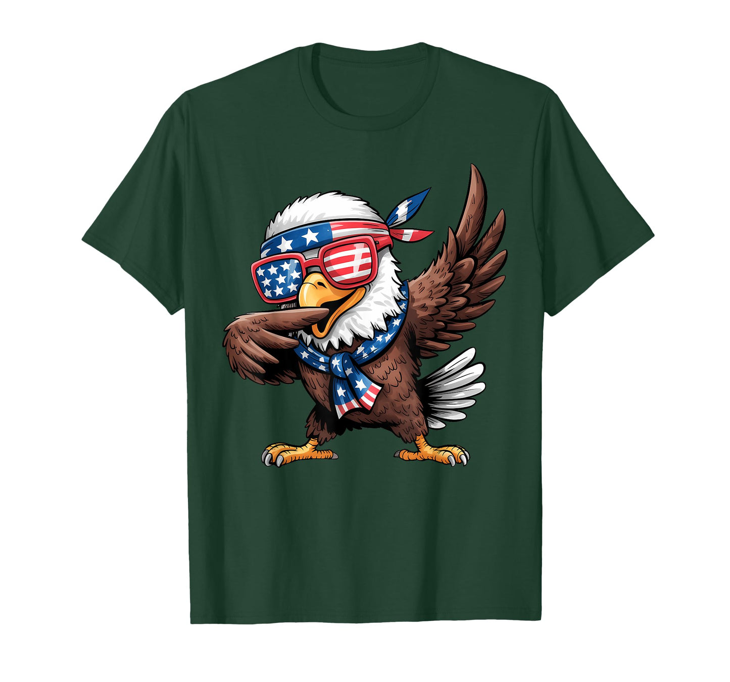 Funny Dabbing Bald Eagle USA Flag 4th of July Men Women T-Shirt
