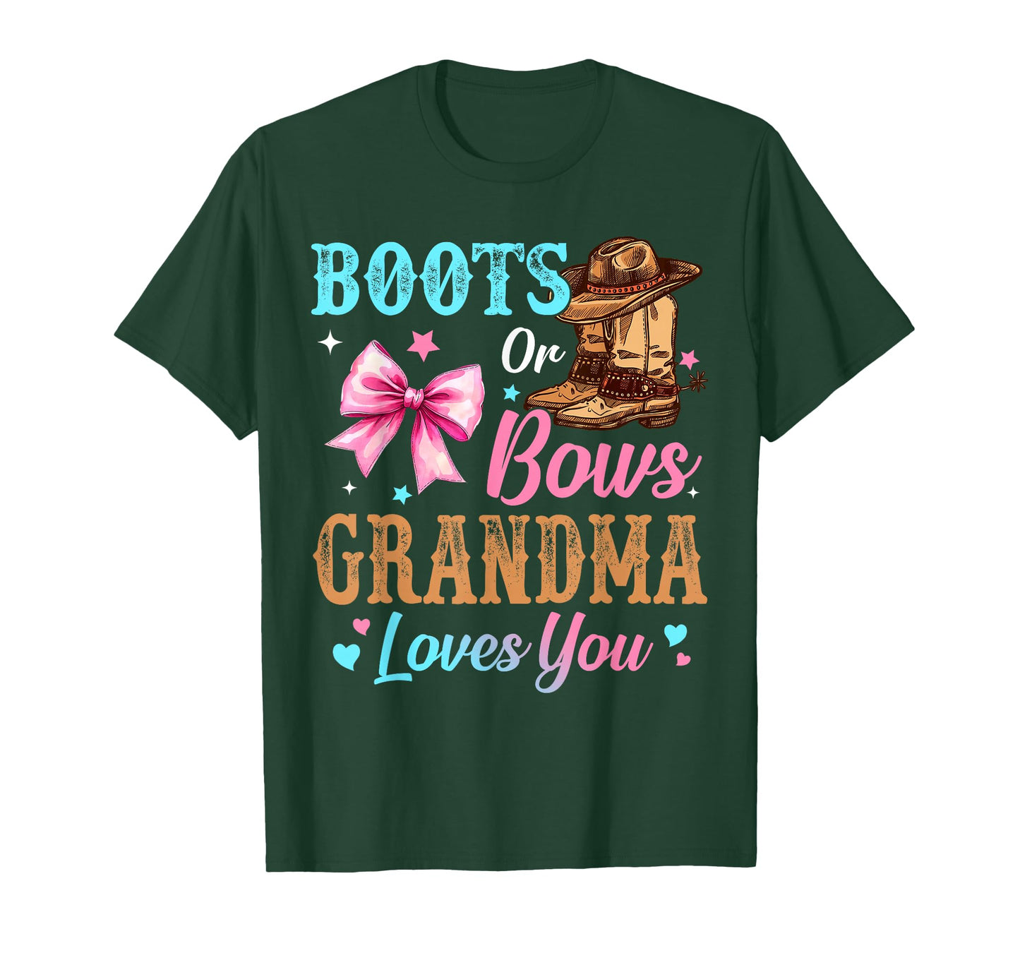 Boots or Bows Grandma Loves You Gender Reveal Family T-Shirt