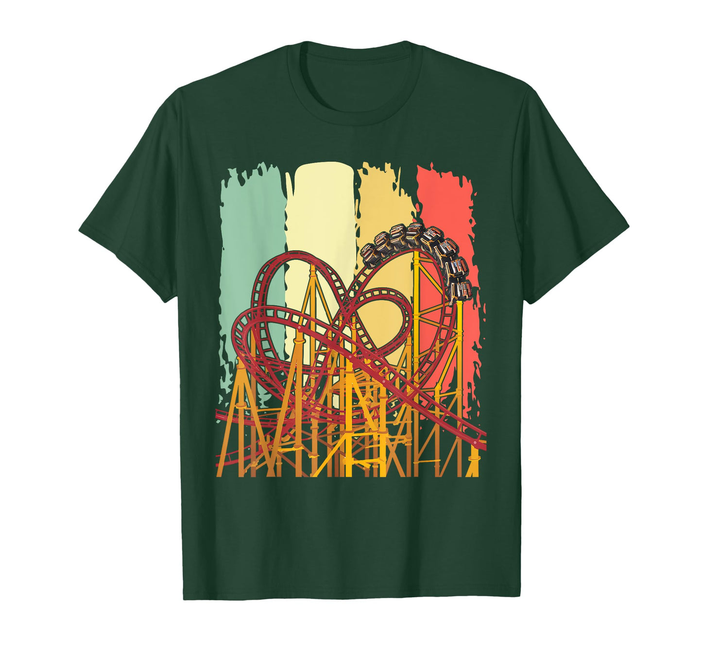 Roller Coaster Lover Gift Co. Retro Roller Coaster T-Shirt - Unisex-Adults/Kids - Black - Small - Short Sleeve - Classic Fit - Cotton Blend - Machine Wash