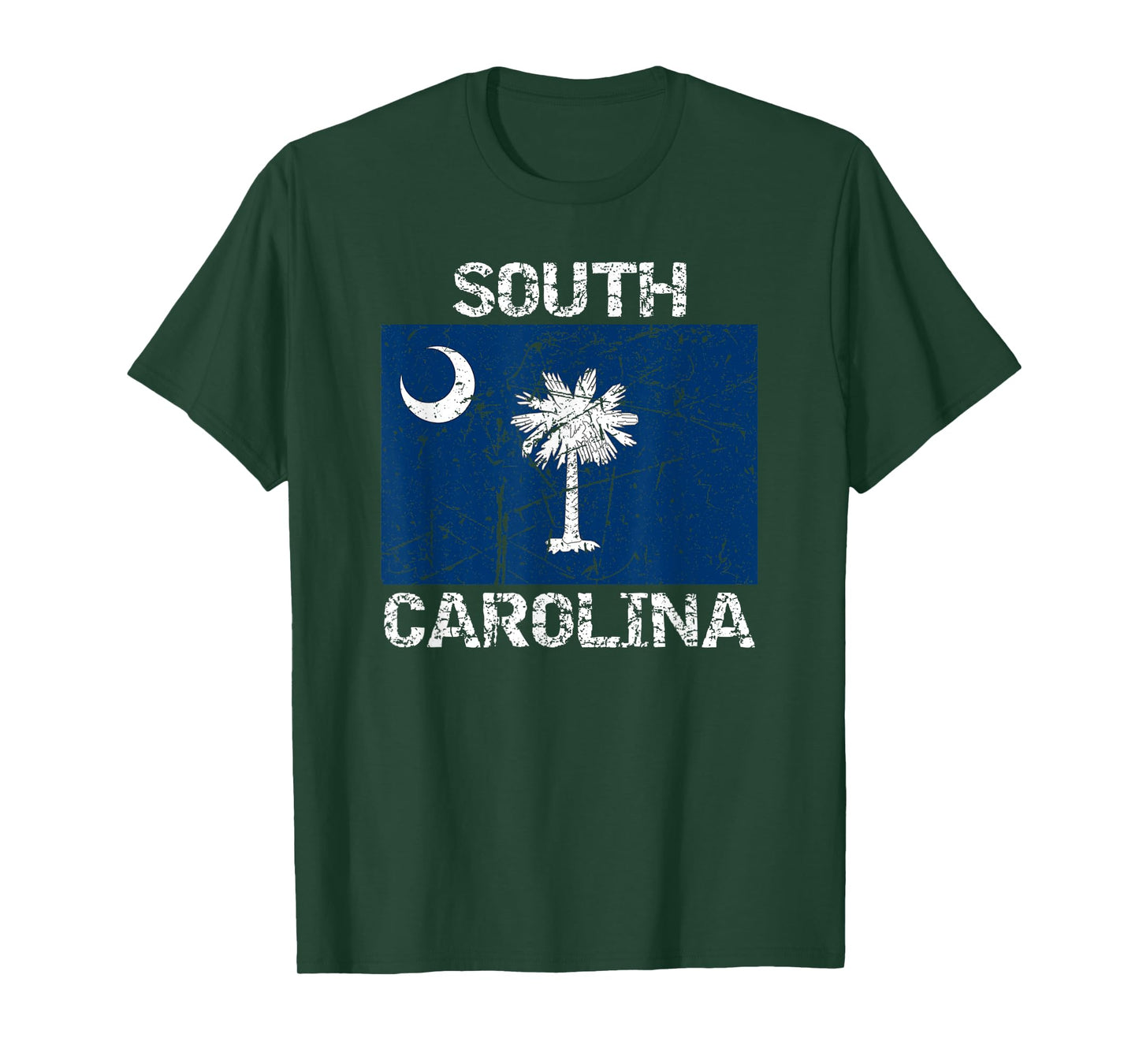 South Carolina Flag Distressed Palmetto Tree Crescent Moon T-Shirt