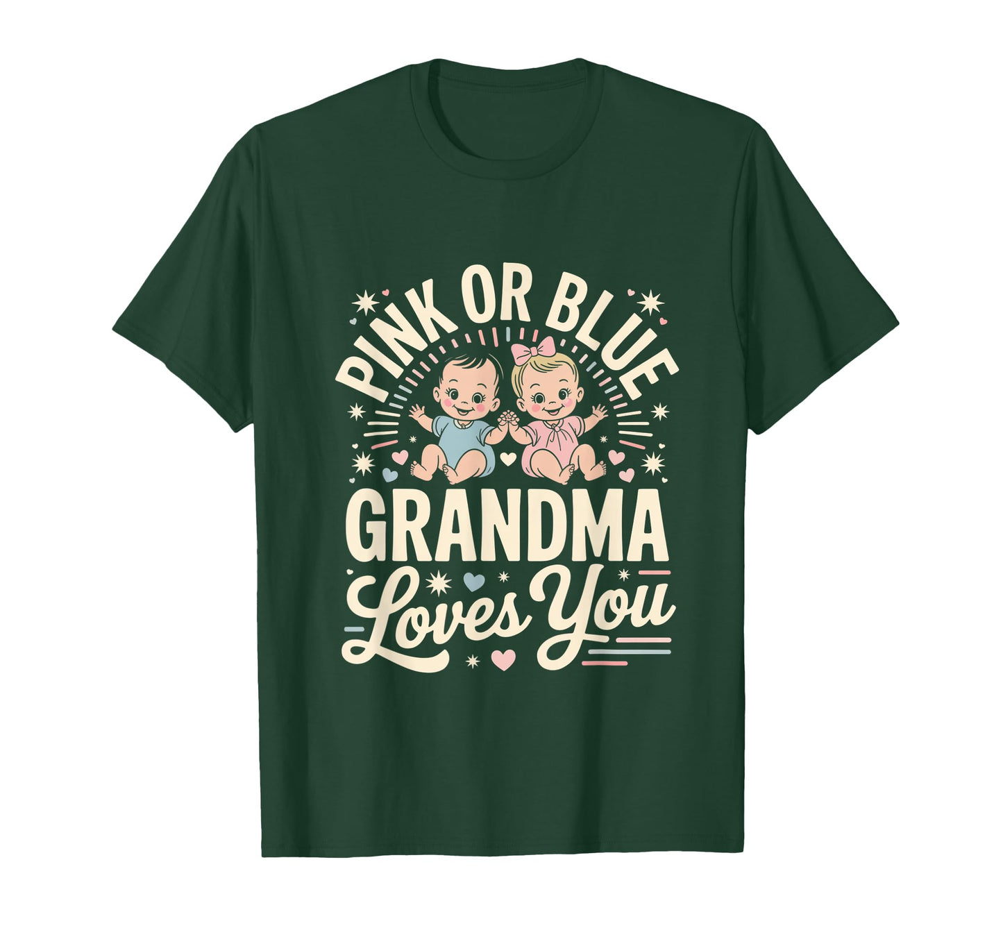 Pink Or Blue Grandma Loves You Black Baby Gender Reveal T-Shirt