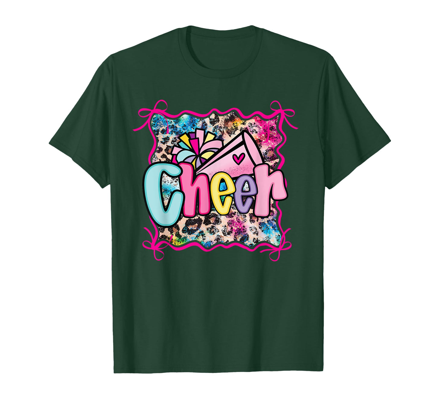 Rainbow Coquette Cheer Cheerleader Pom Megaphone Girl Bow T-Shirt