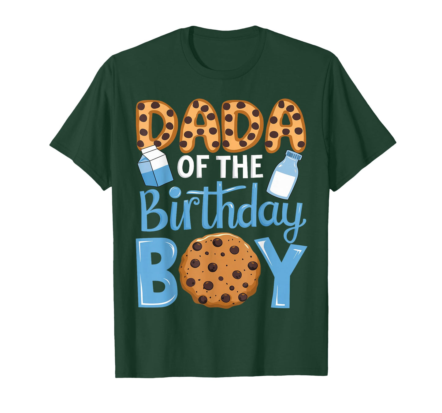 Dada of The Birthday Boy Milk and Cookies Dad 1st Bday T-Shirt
