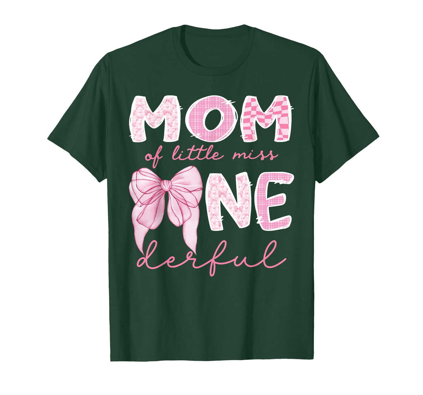 Mom of Little Miss Onederful First Birthday Girl Coquette T-Shirt