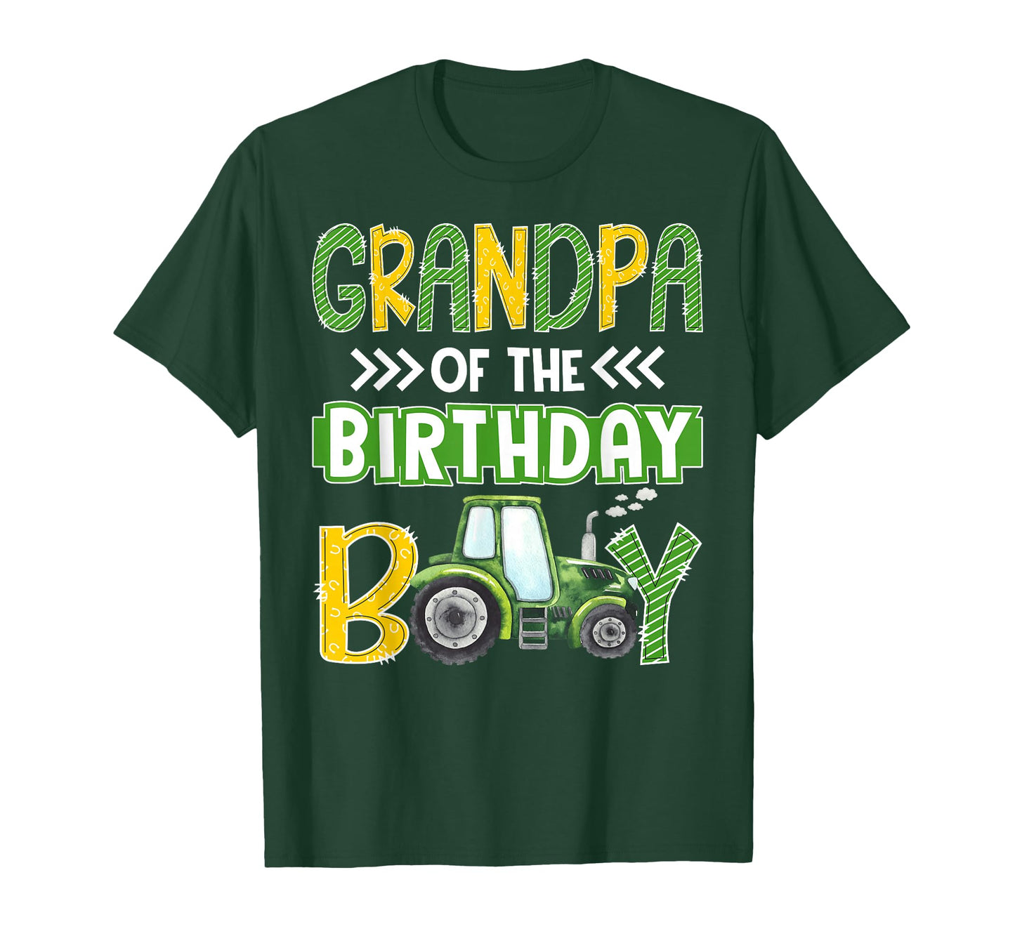 Grandpa of The Birthday Boy Tractors Farm Trucks Family T-Shirt