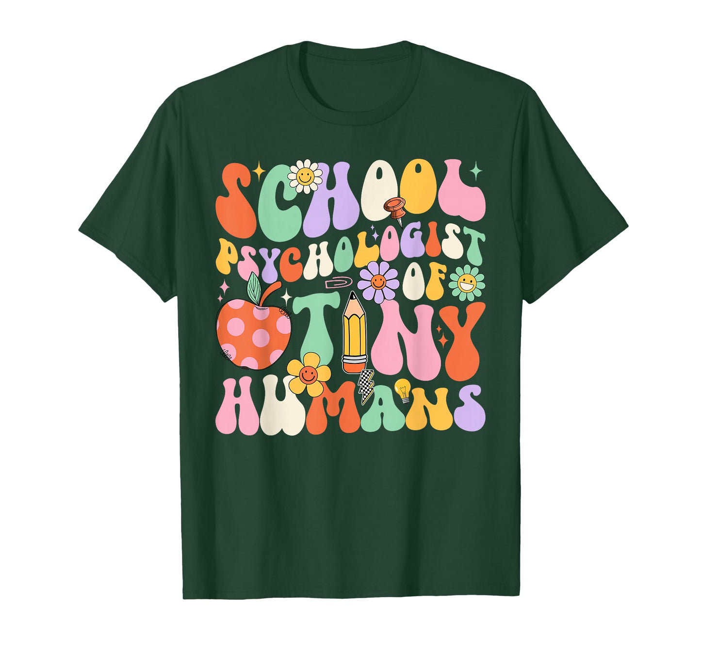 Groovy School Psychologist Of Tiny Humans Back To School T-Shirt