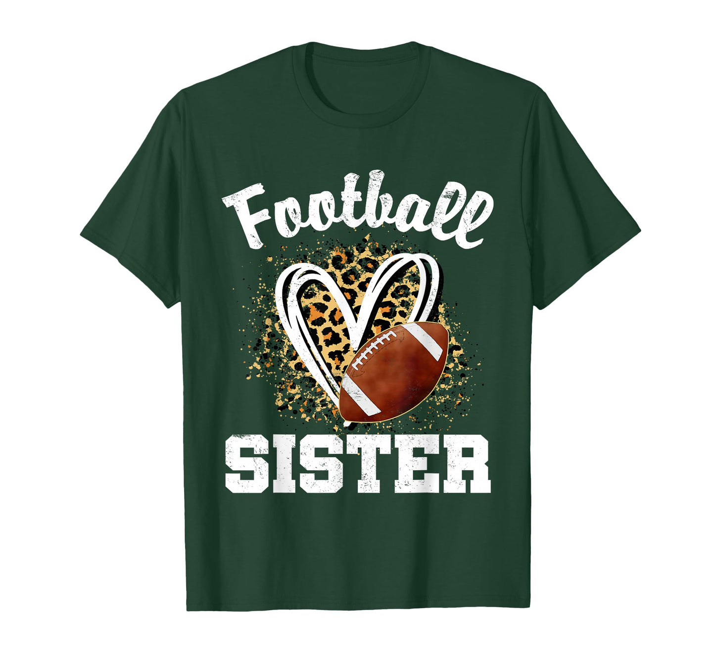 Football Sister Leopard Heart T-Shirt