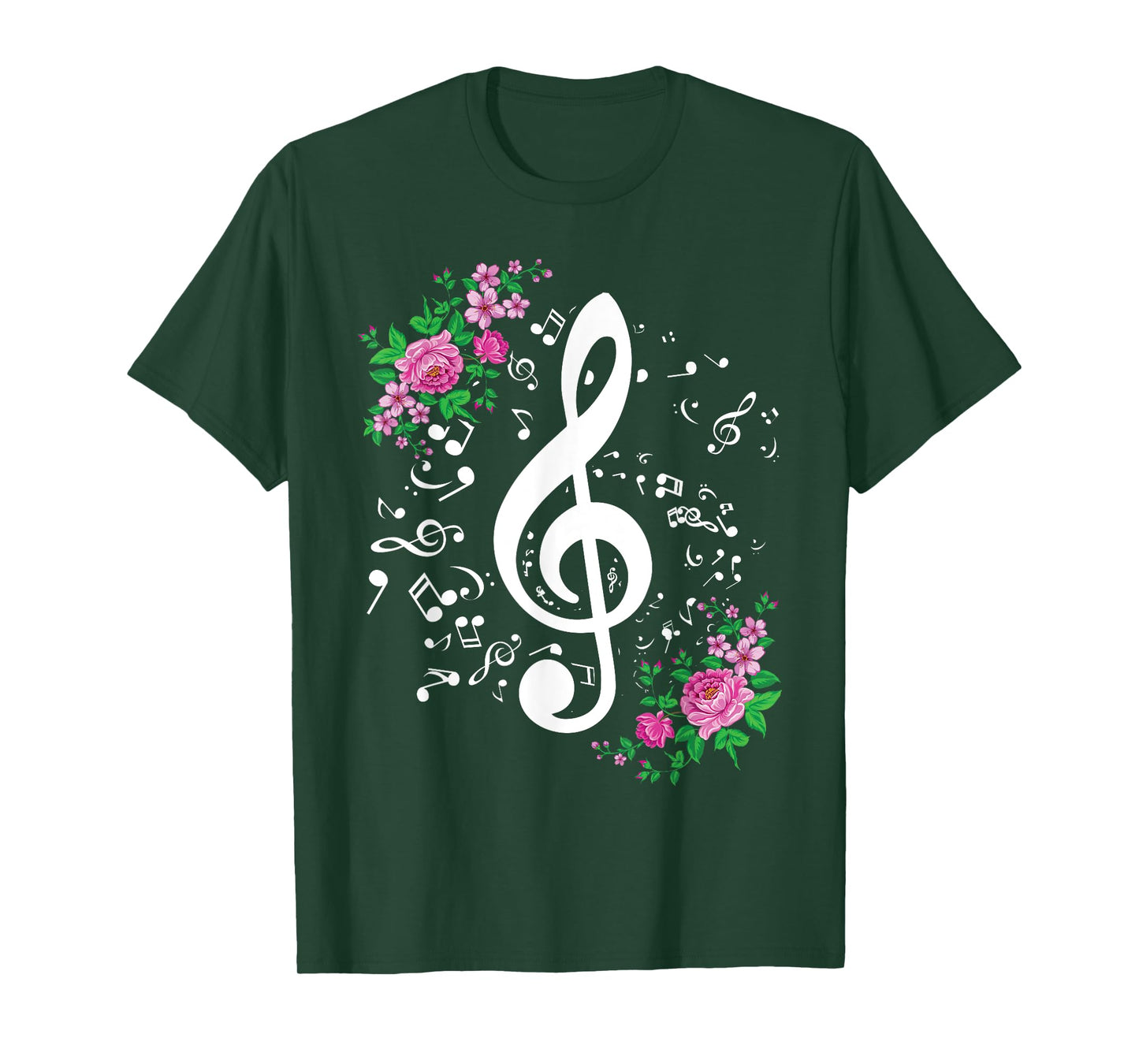 Cut Music Notes Clef Teacher,musical Notes and Flowers T-Shirt