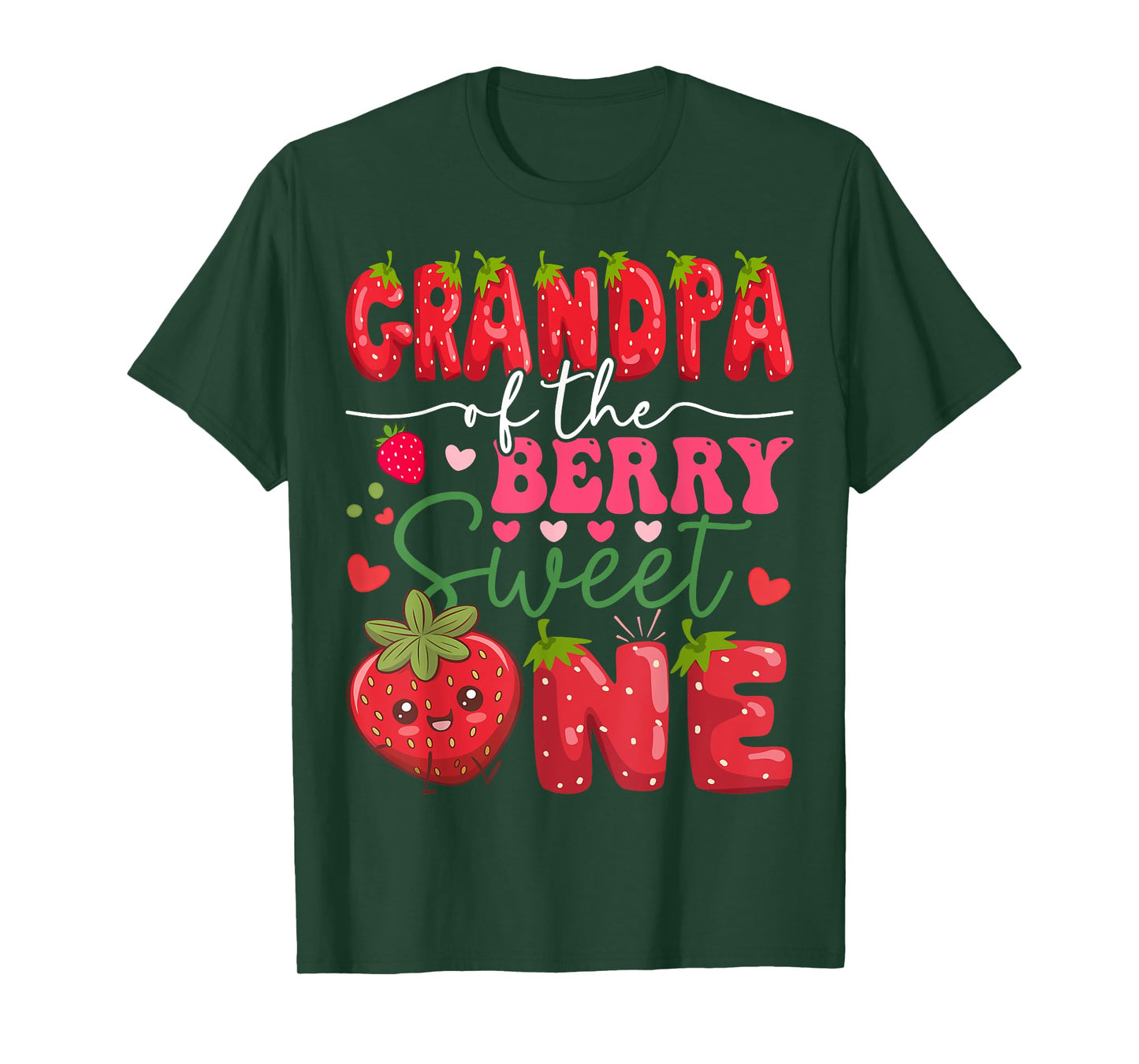 Grandpa Of The Berry Sweet One Strawberry 1St Birthday T-Shirt