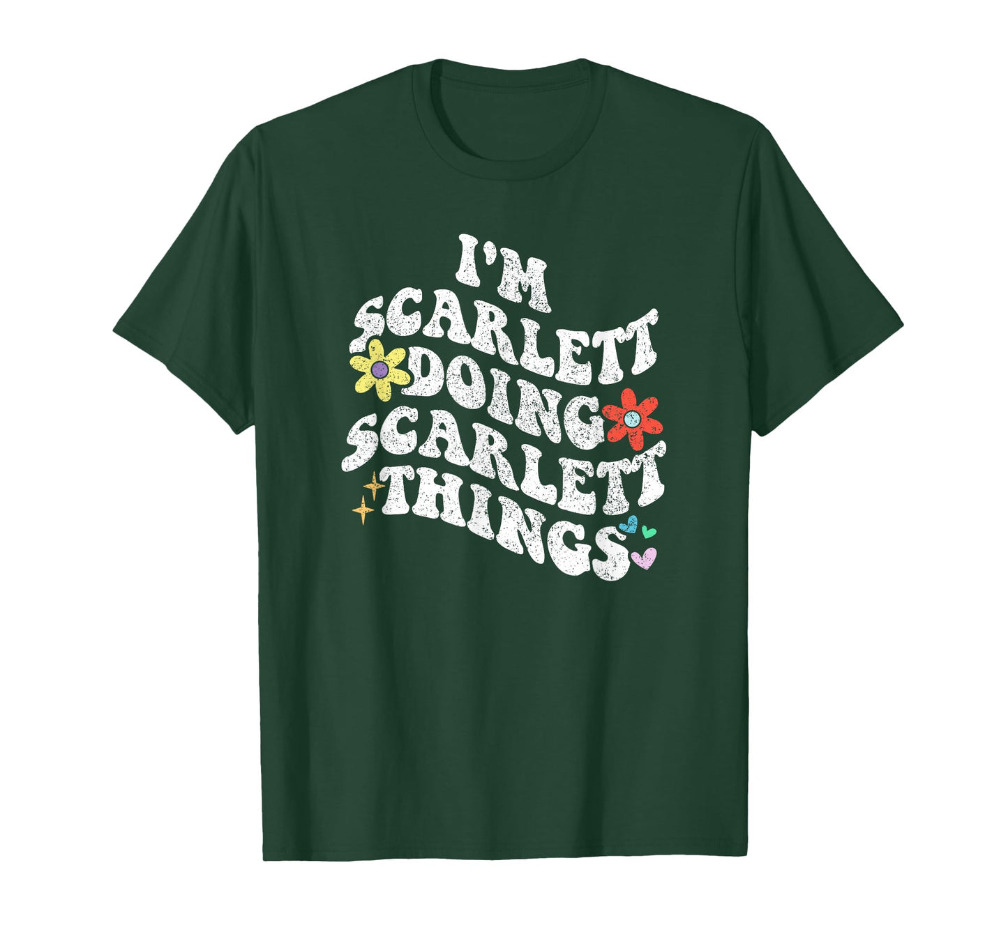 Personalized Name Mothers Day outfit For Women Retro Groovy Im SCARLETT Doing SCARLETT Things Funny T-Shirt