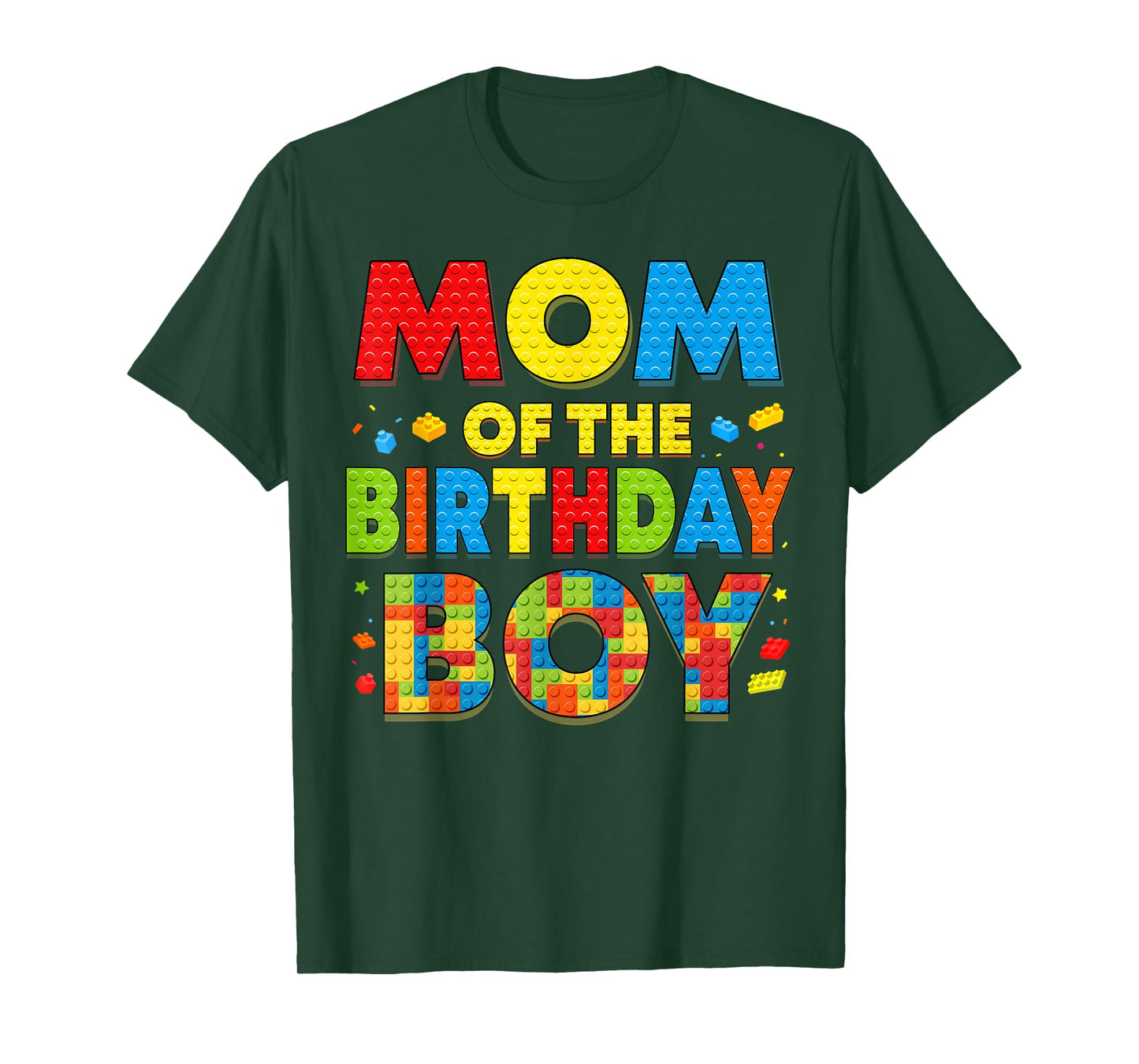 Mom Of The Birthday Boy Funny Building Block Birthday Family T-Shirt