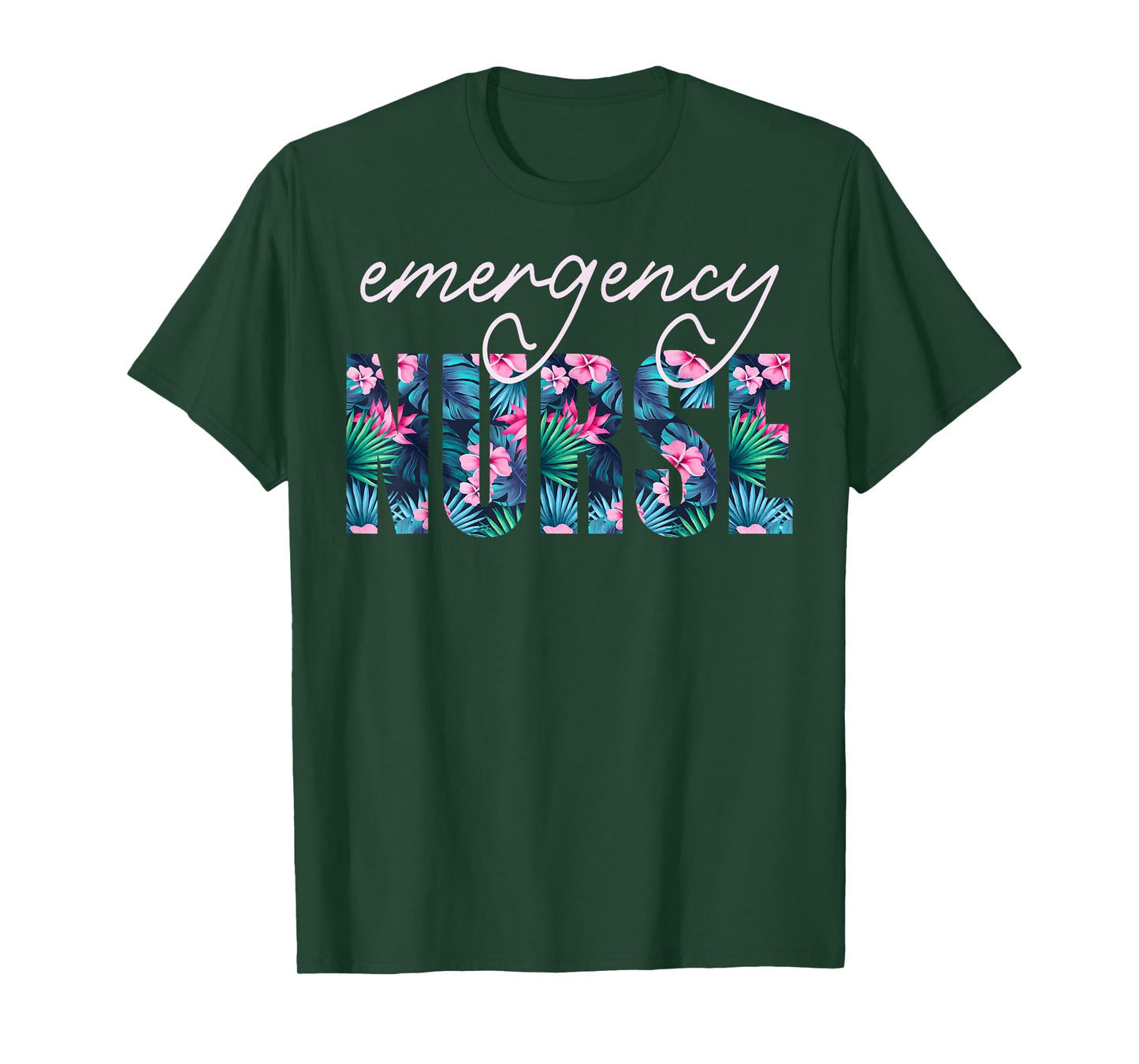 Emergency Nurse Tropical Floral Summer Hawaii ER RN Nursing T-Shirt