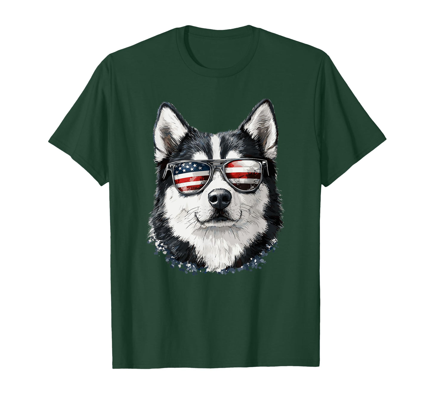Siberian Husky USA Flag Sunglasses Dog Lover 4th Of July T-Shirt for Men Women Kids