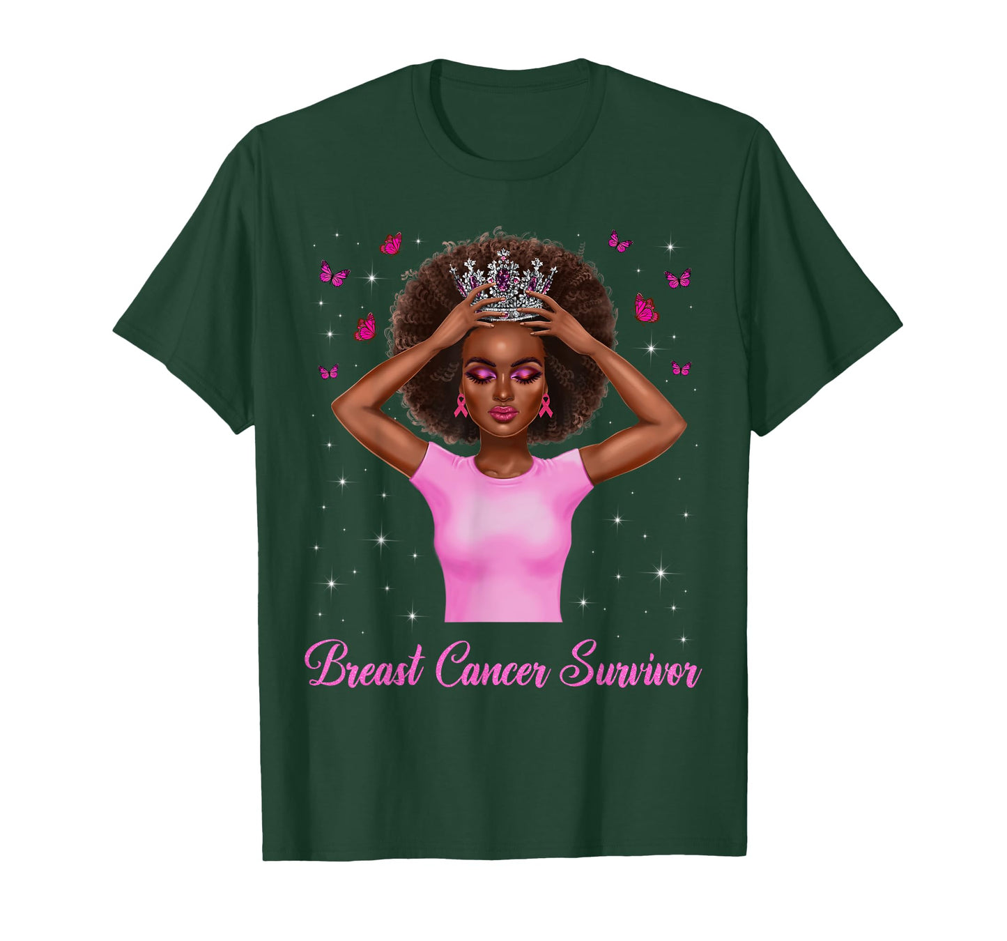 Breast Cancer Survivor Awareness African Woman Black Queen T-Shirt
