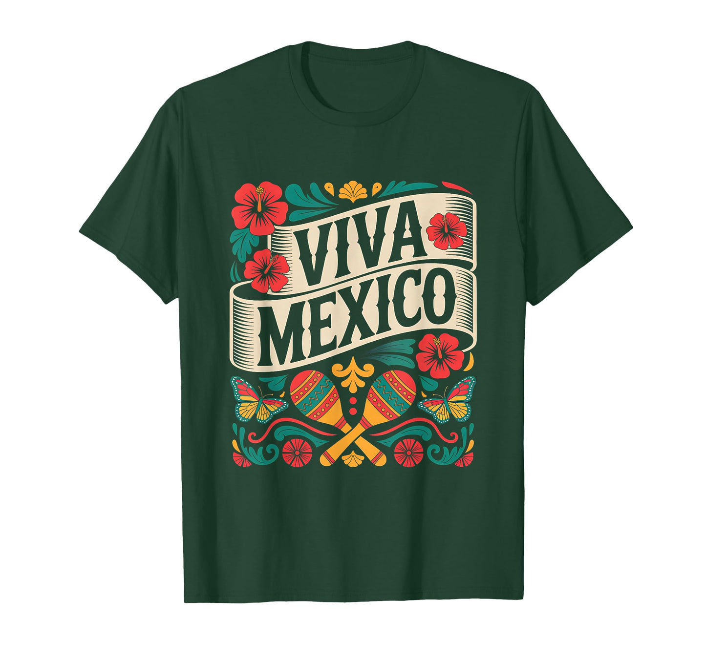 Viva Mexico Colorful Folk Art Mexican Independence Day T-Shirt