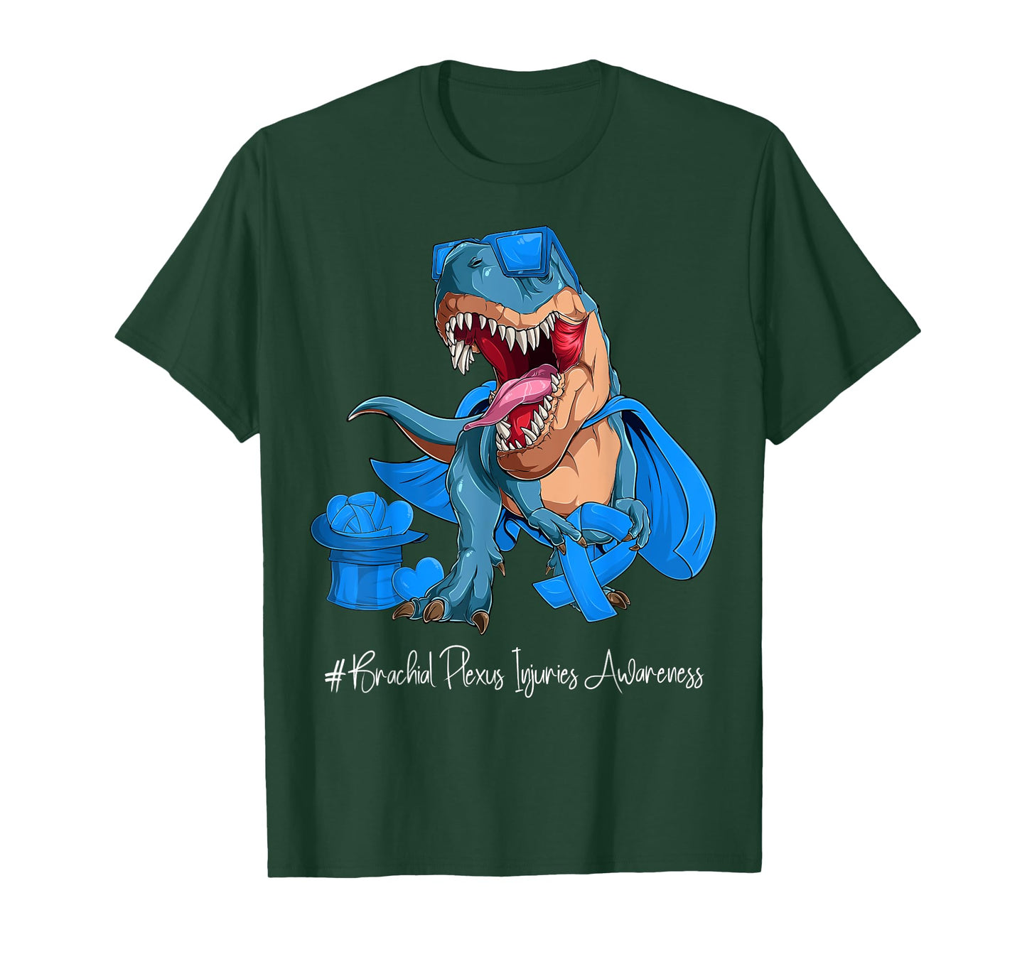 Brachial Plexus Injuries Awareness Month Blue Ribbon Trex T-Shirt