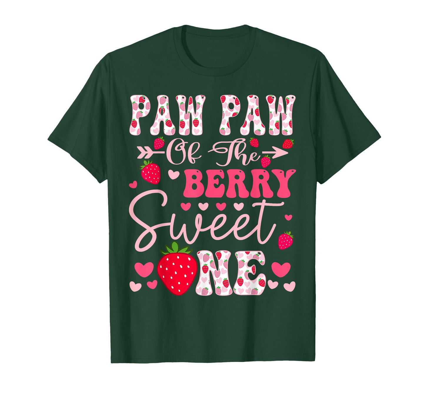 Paw Paw Of The Berry Sweet One Strawberry 1St Birthday T-Shirt