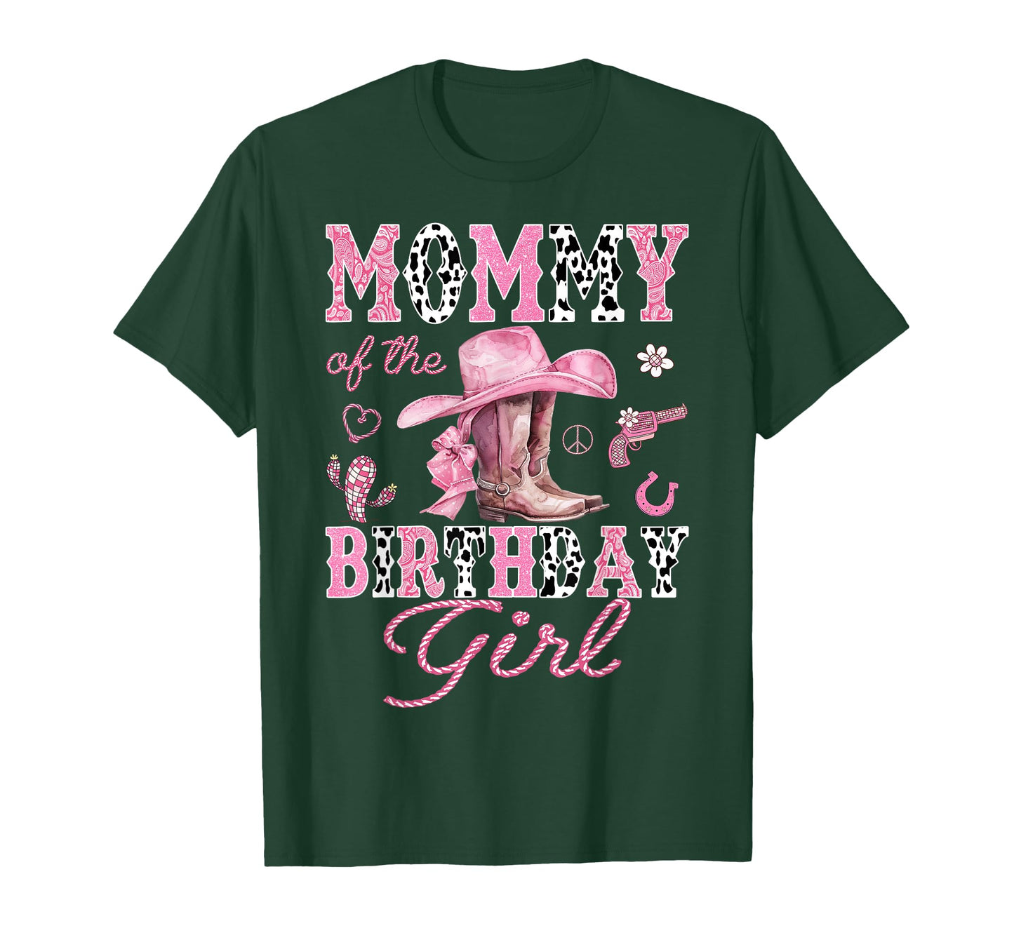Mommy Of the Birthday Girl Pink CowGirl Western Rodeo T-Shirt