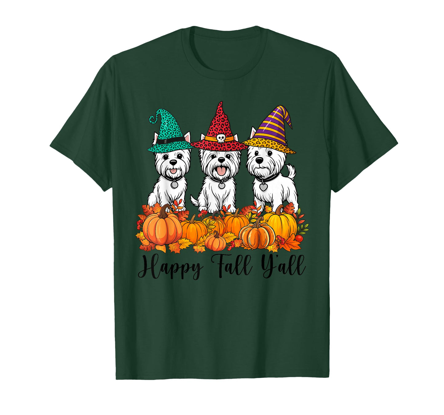 Cute West Highland White Terrier Happy Fall Ya'll Halloween T-Shirt