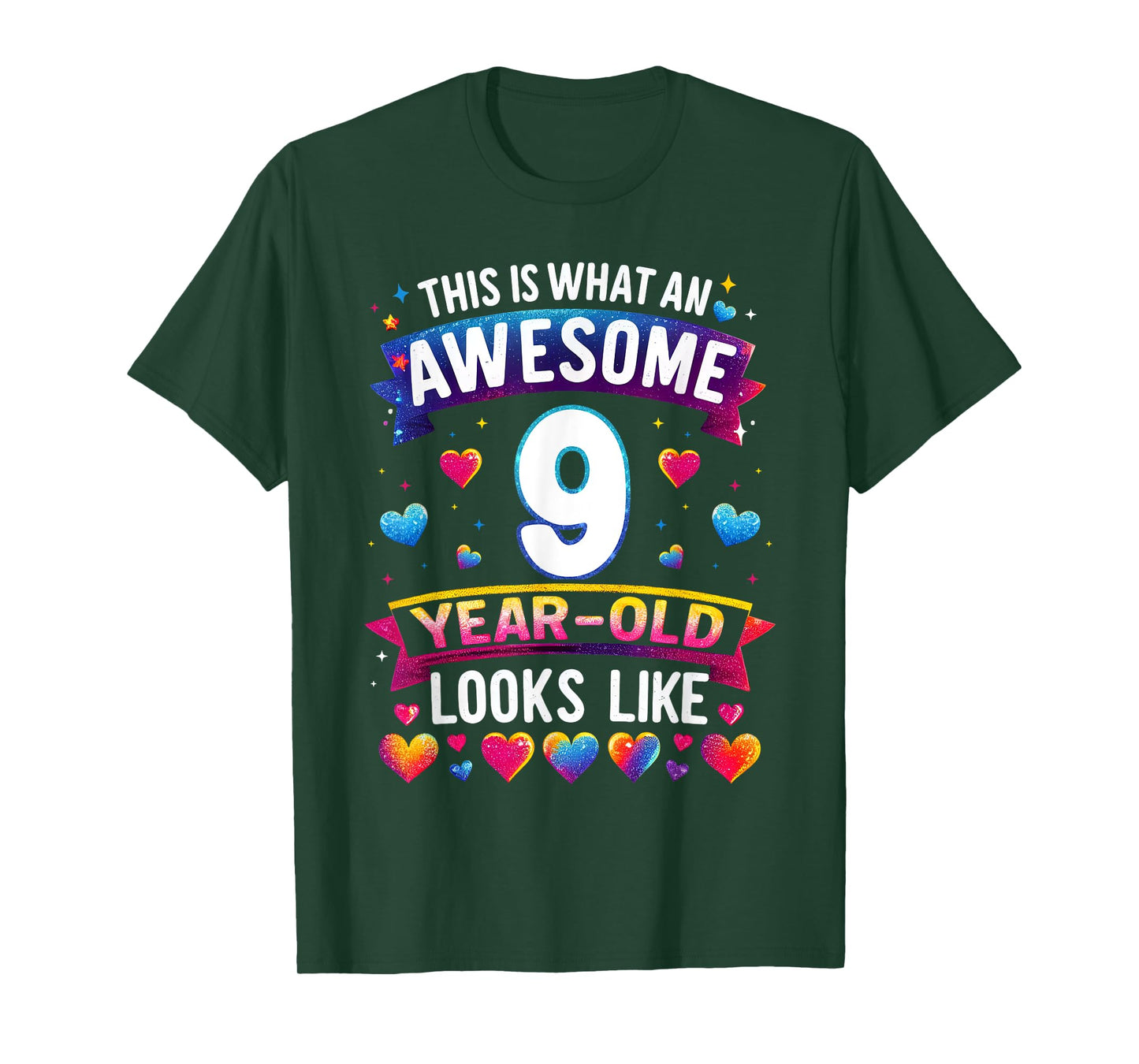 This Is What An Awesome 9 Year Old Looks Like 9th Birthday T-Shirt