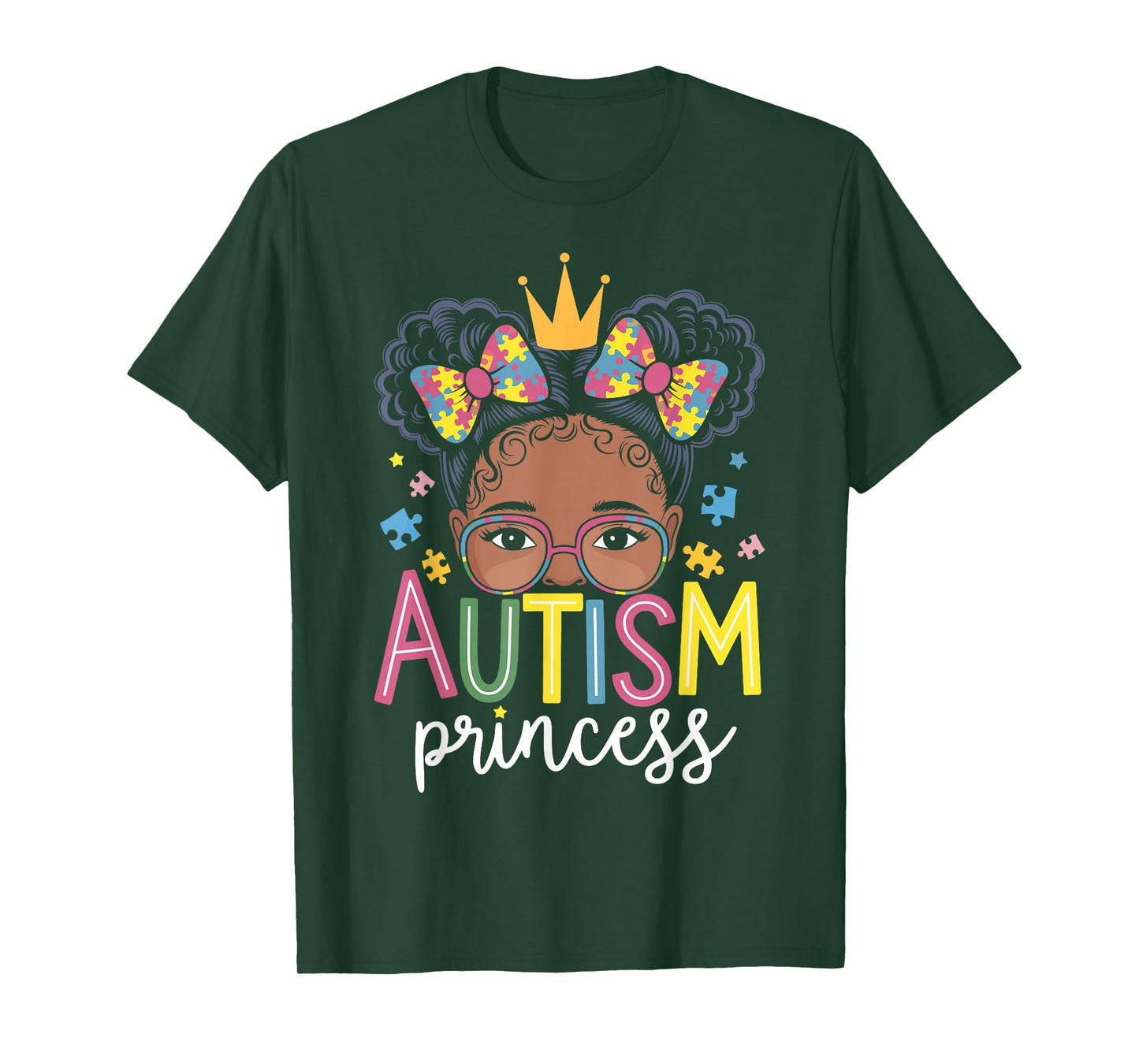 Autism Princess Afro Girls Bow Daughter Autism Awareness T-Shirt