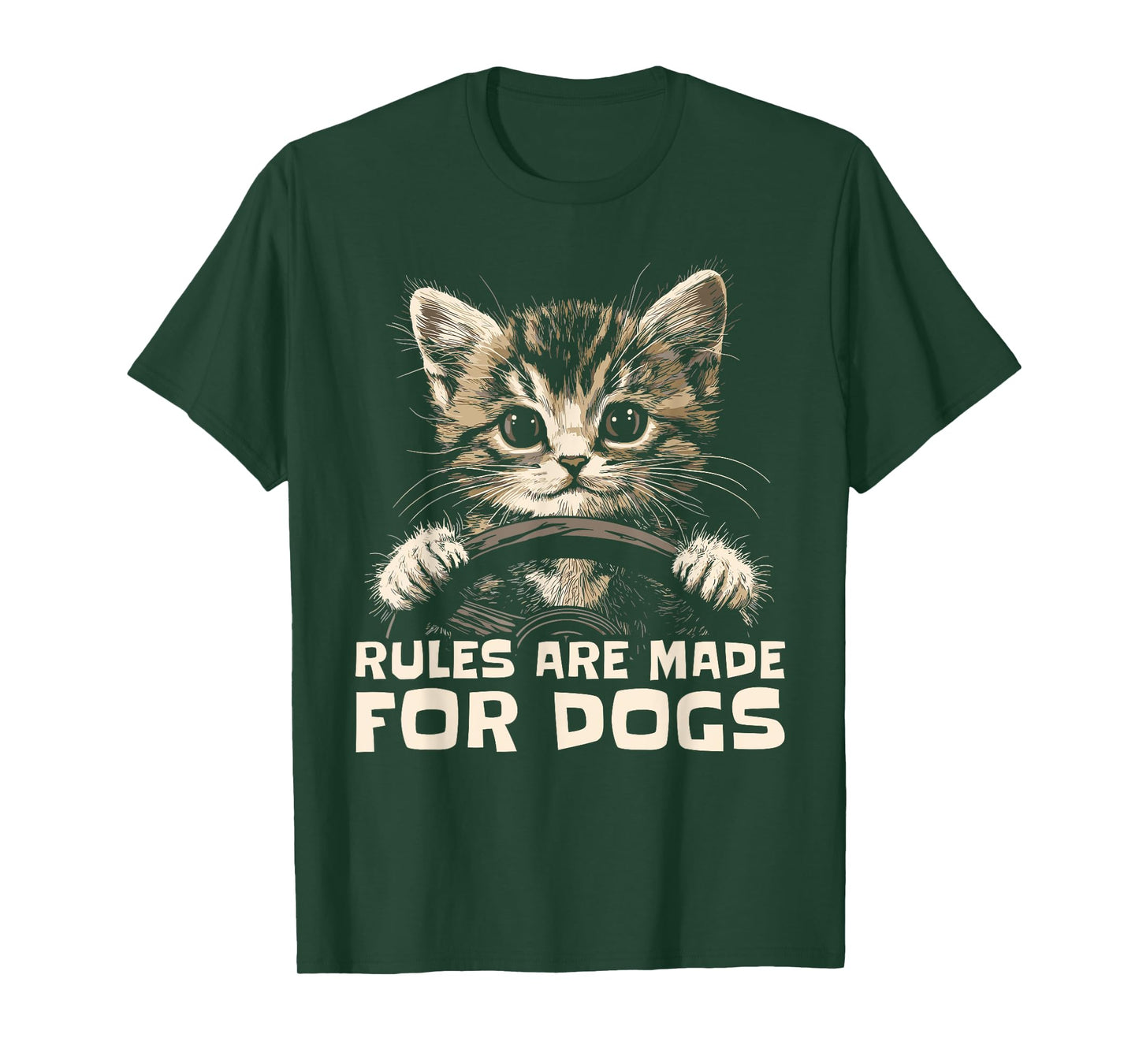 Funny Cat Lover - Rules Are Made for Dogs Driving Cat T-Shirt for Men Women Kids