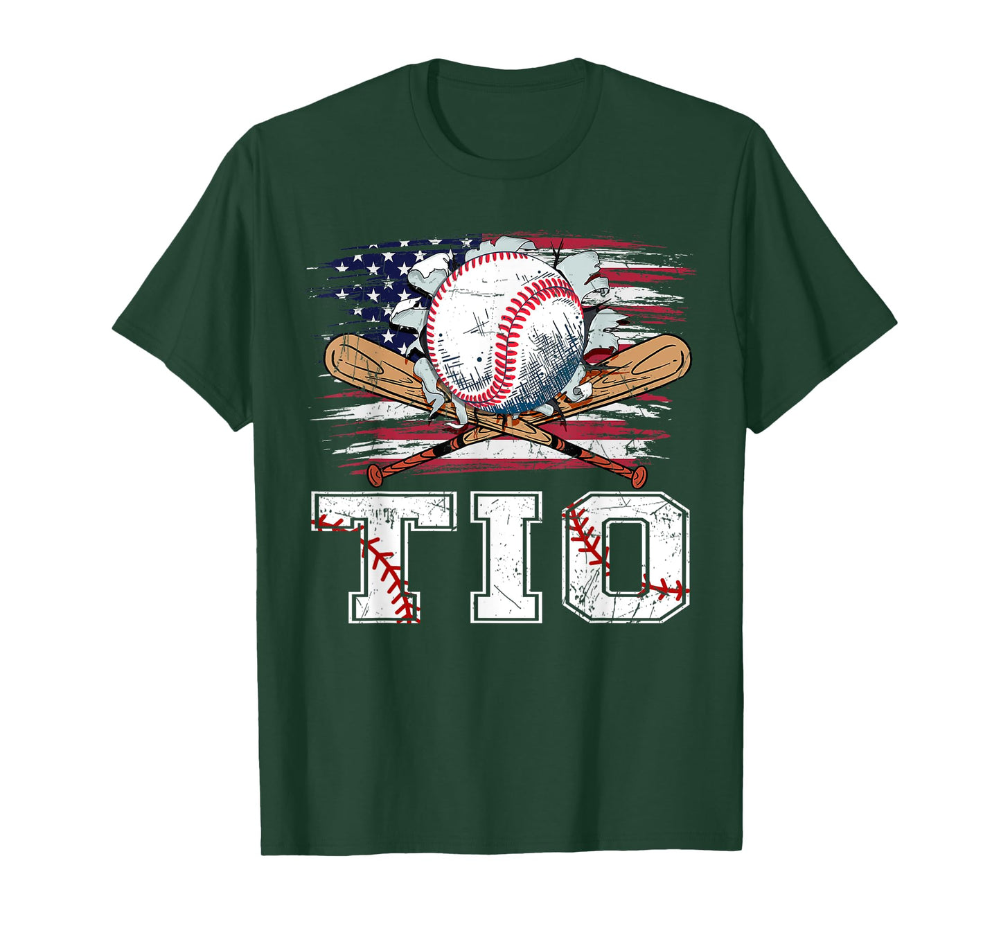 Baseball T-Ball Tio American Flag Proud Ball Tio T-Shirt for Women Kids Men