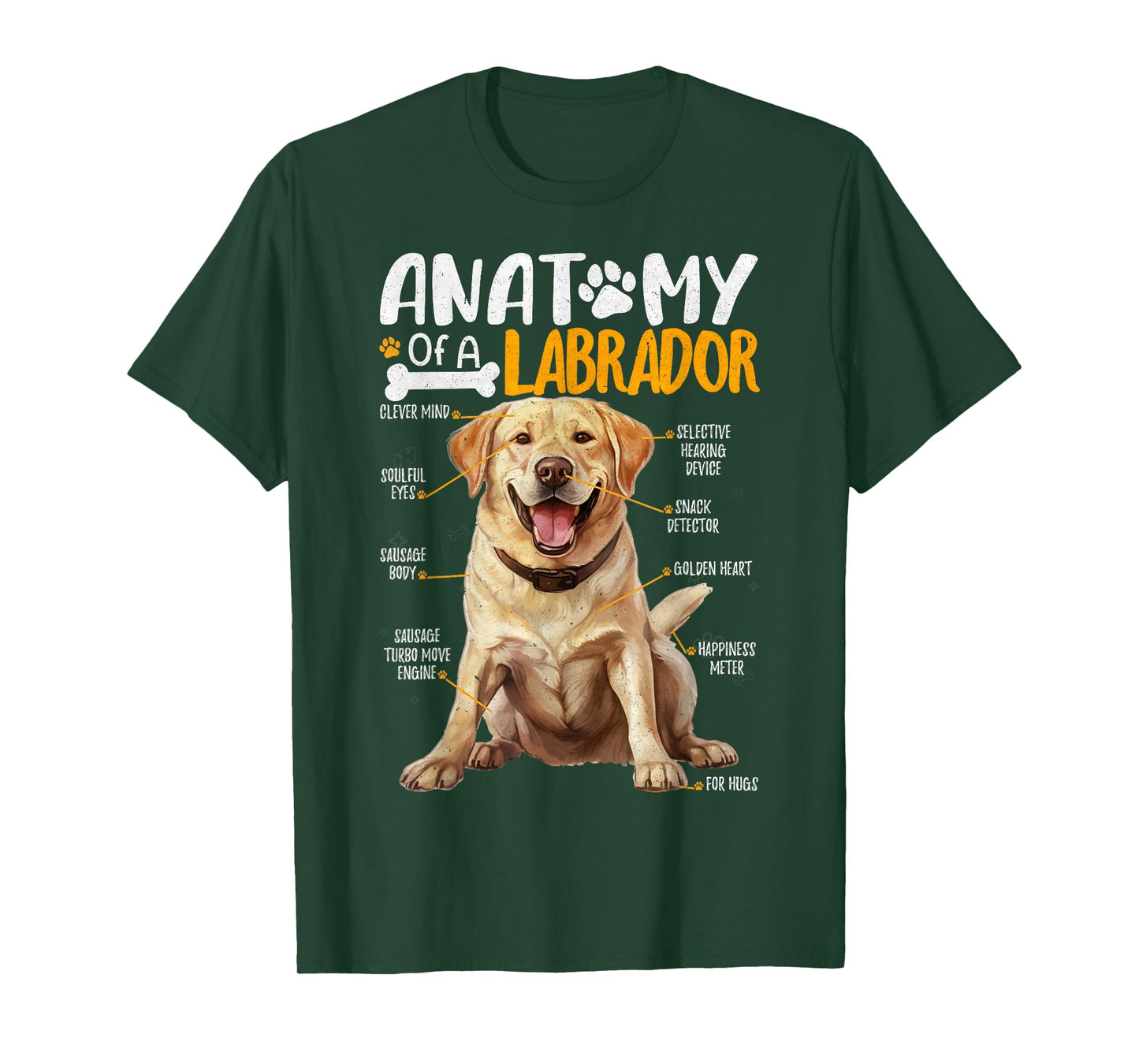 Vintage Anatomy Of A Labrador Dog Lab Funny Puppy Lover Men Women Girls Kids T-Shirt