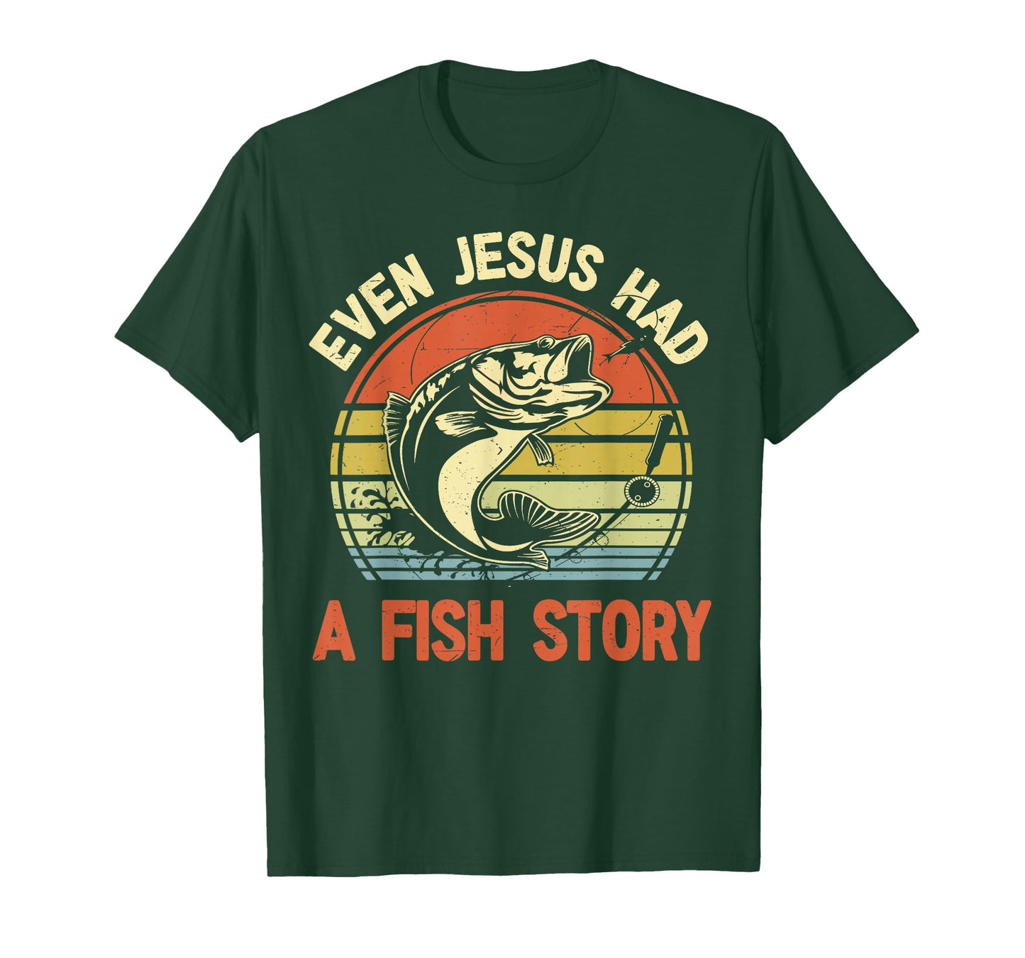 Fishing Even Jesus Had Fish Story Funny Bass Dad Graphic T-Shirt
