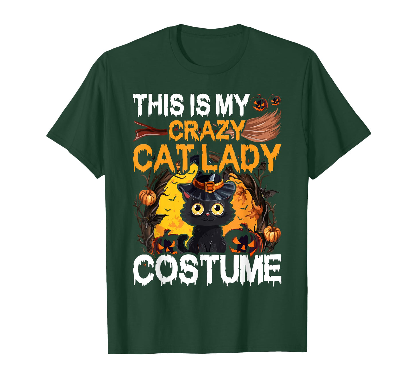 Crazy Cat Lady Costume Black Cat Funny Halloween Day T-Shirt