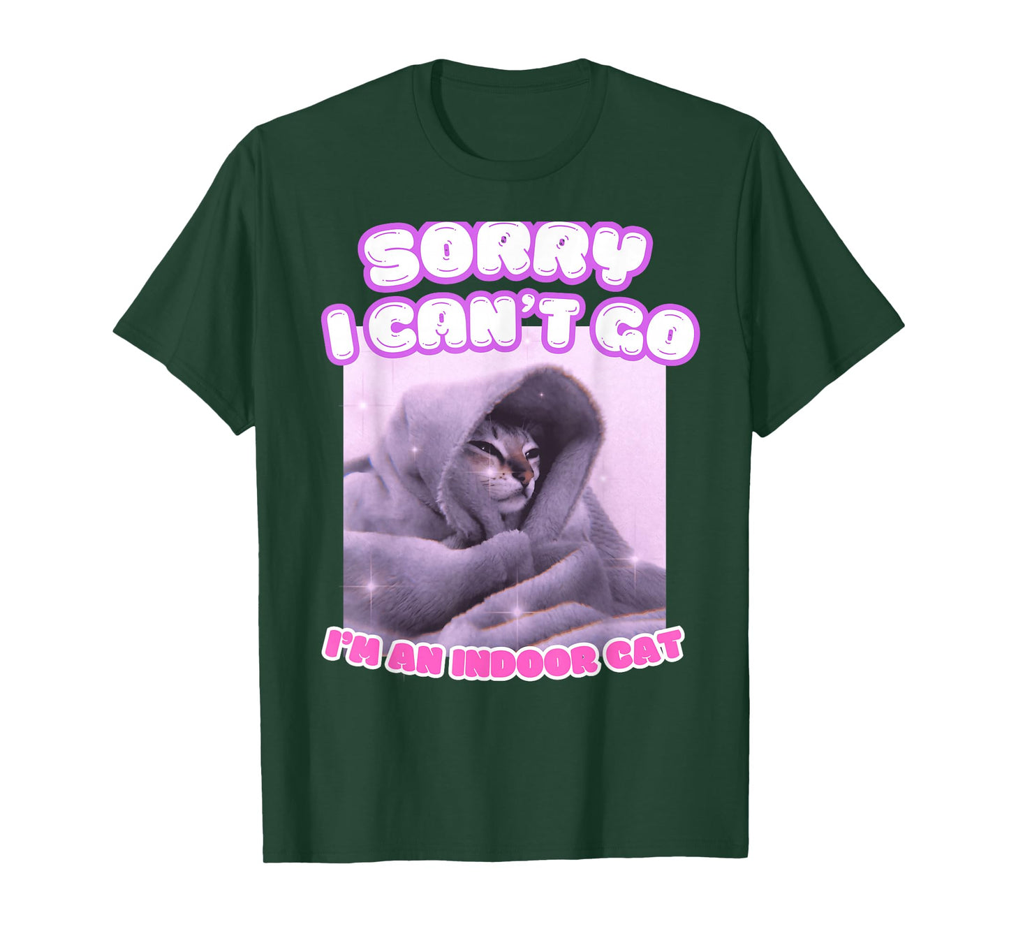 Sorry I Can't Go I'm an Indoor Cat Funny Kitten Meme T-Shirt