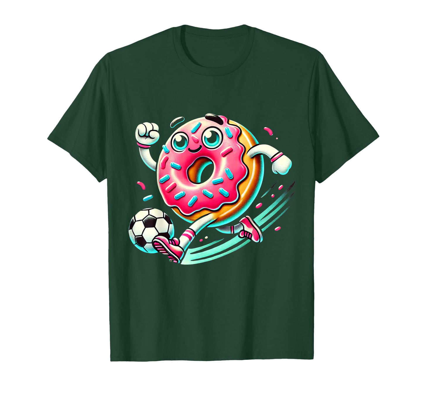Funny Donut Playing Soccer Food Champ Sports Donut T-Shirt