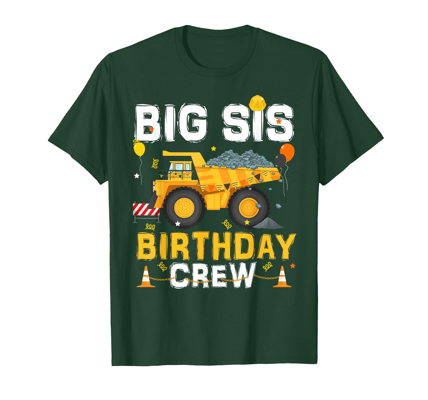 Big Sister Birthday Crew Matching Construction B-day Boy T-Shirt