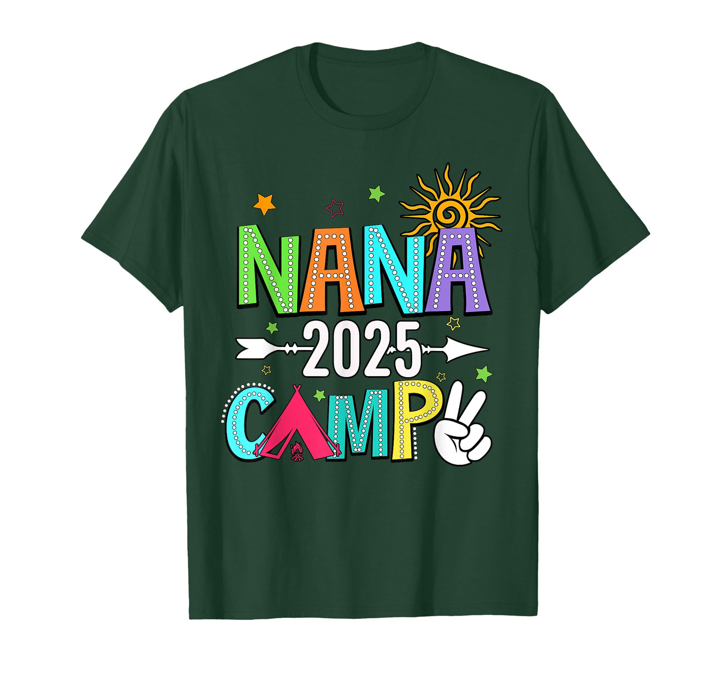 Nana Camp 2025 Family Vacation Summer Camping Crew Kids T-Shirt