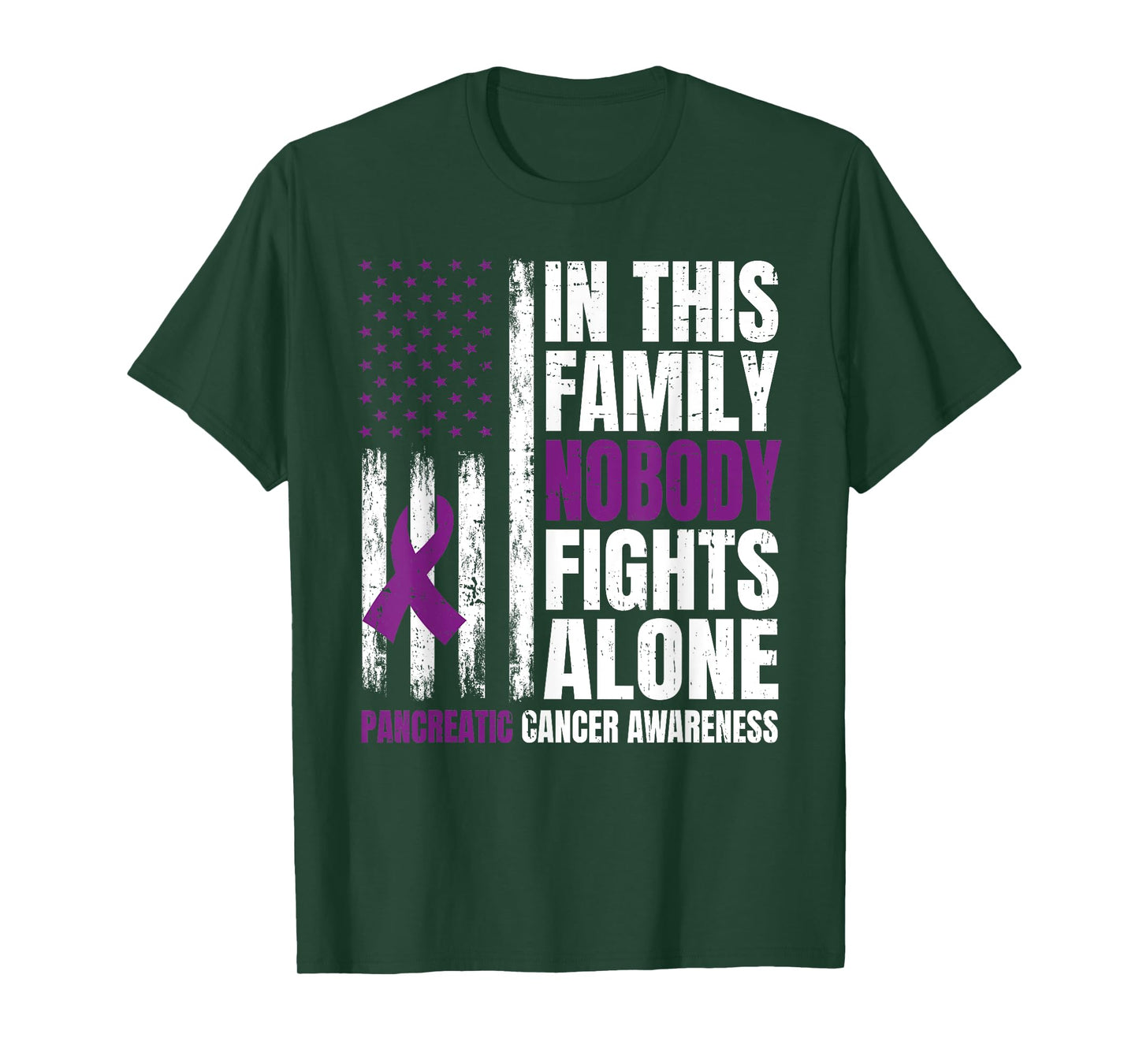In This Family Nobody Fights Alone Pancreatic Cancer Support T-Shirt