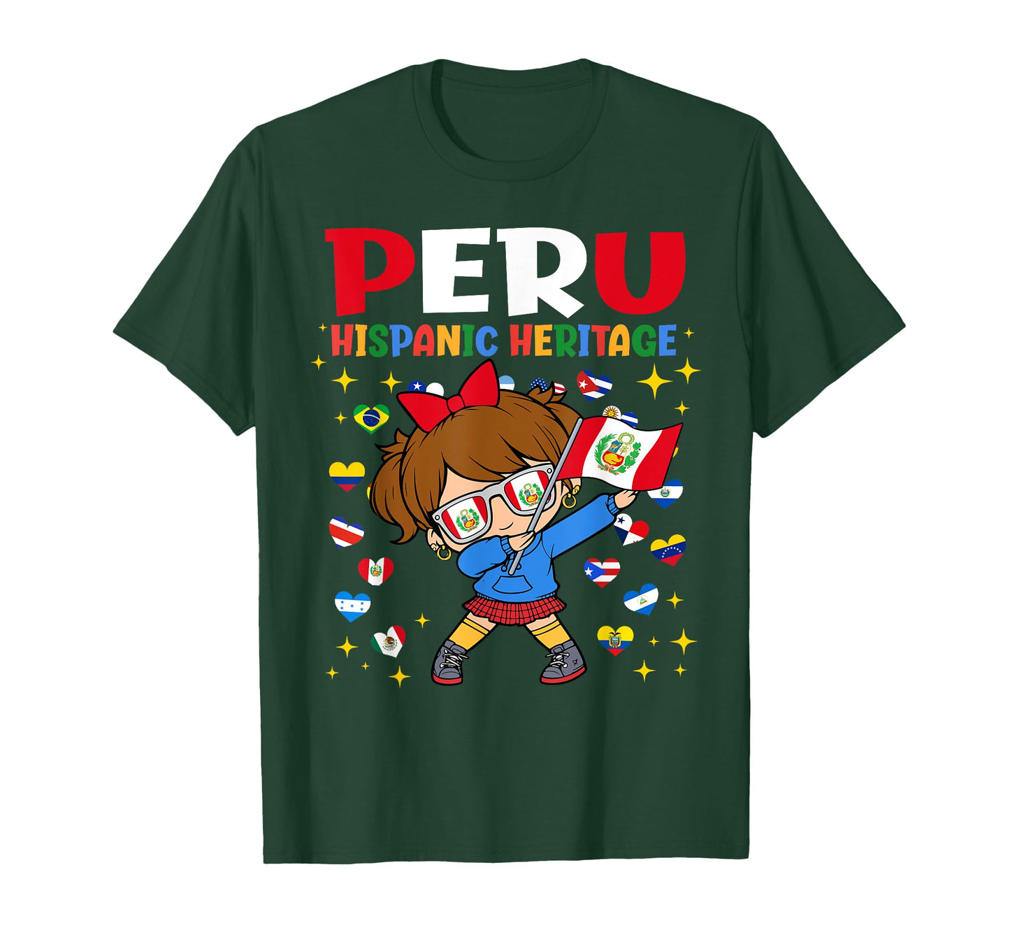Hispanic Heritage Month Peru Flag Peruvian Girl Kids T-Shirt