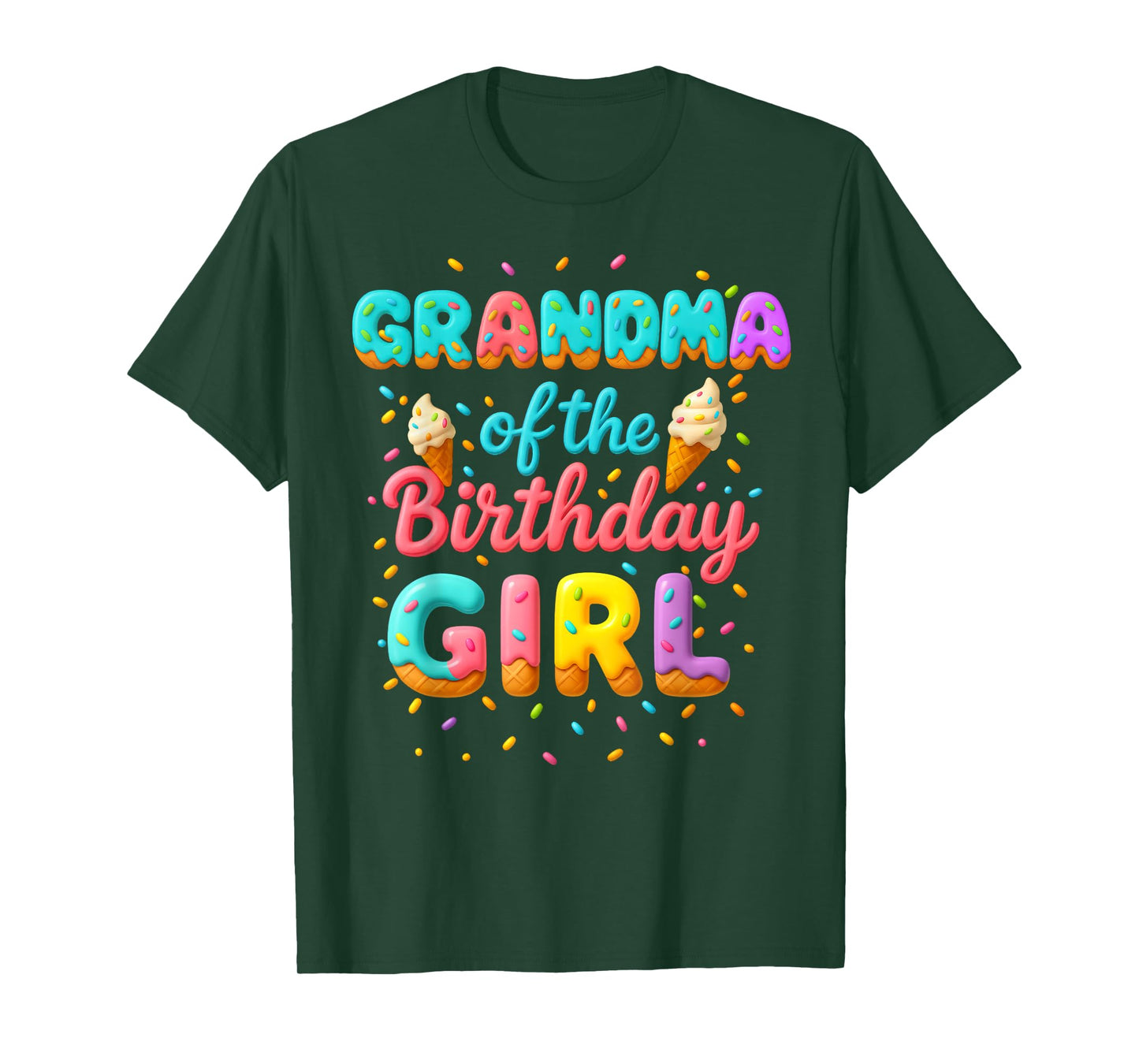 Grandma of The Birthday Girl Ice Cream Family Matching Party T-Shirt