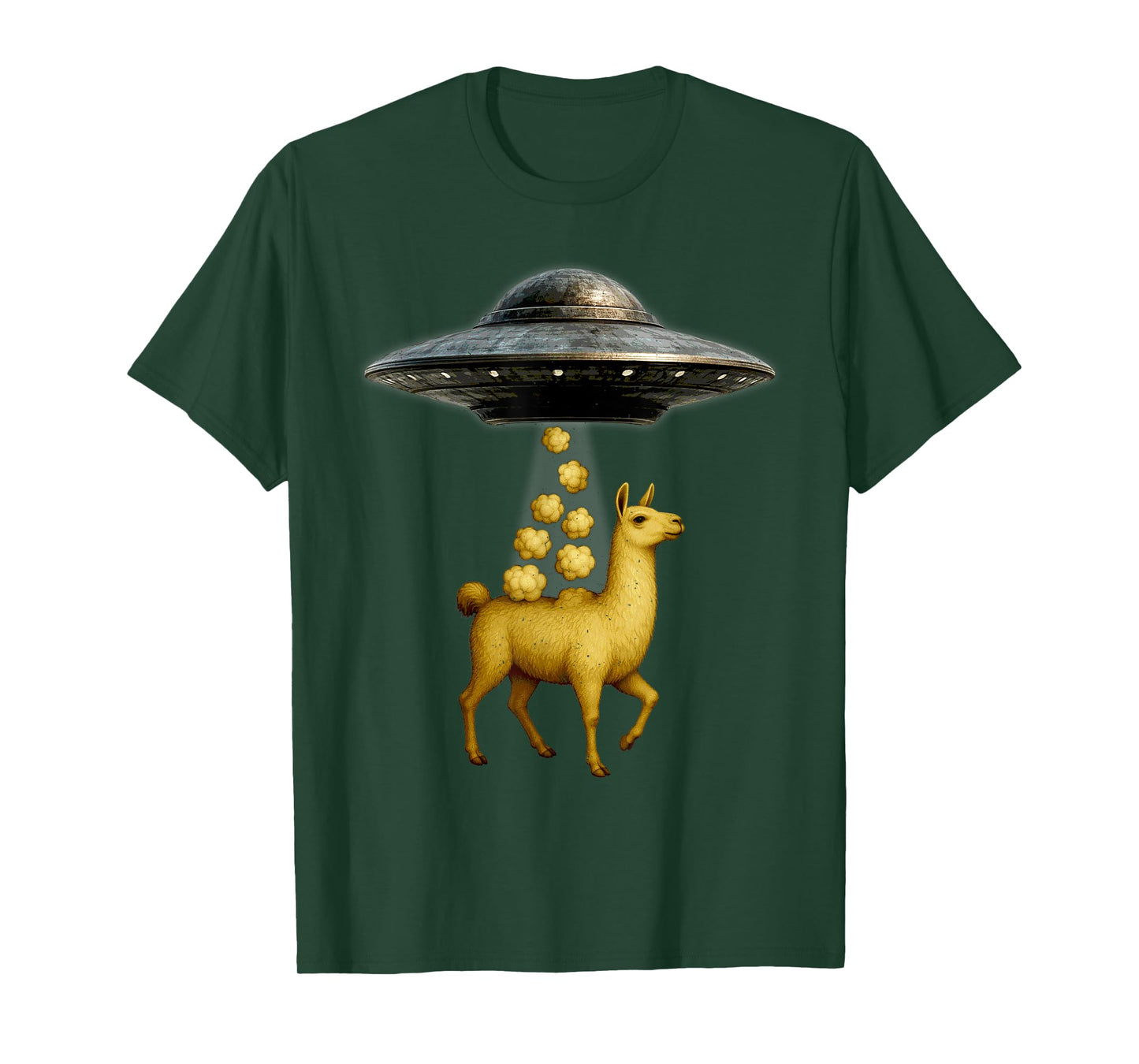 UFO Abduction Llama Moon Day Alien Invasion Animal Lover T-Shirt