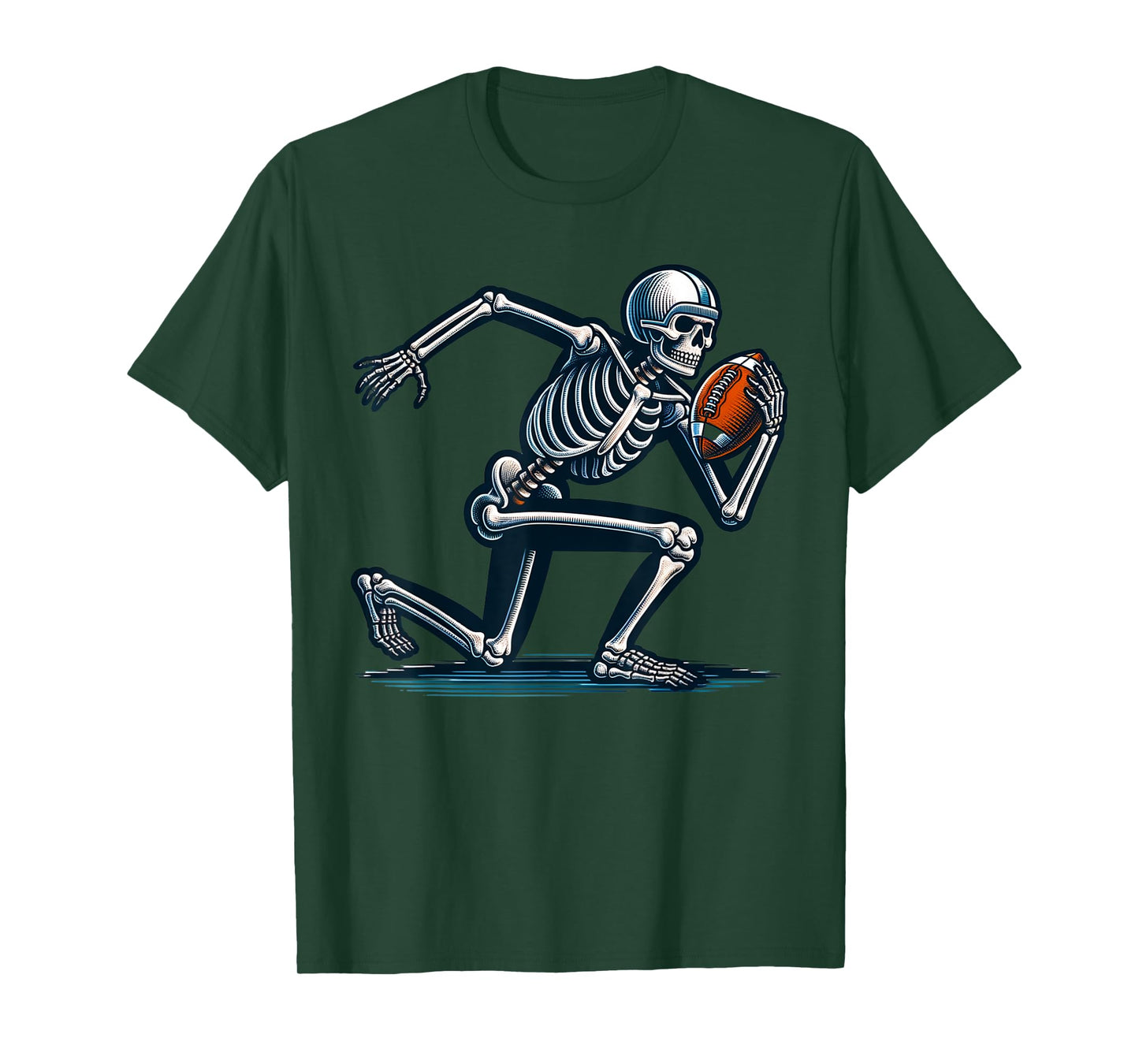 American Football Skeleton Boys Men Football Fan Halloween T-Shirt