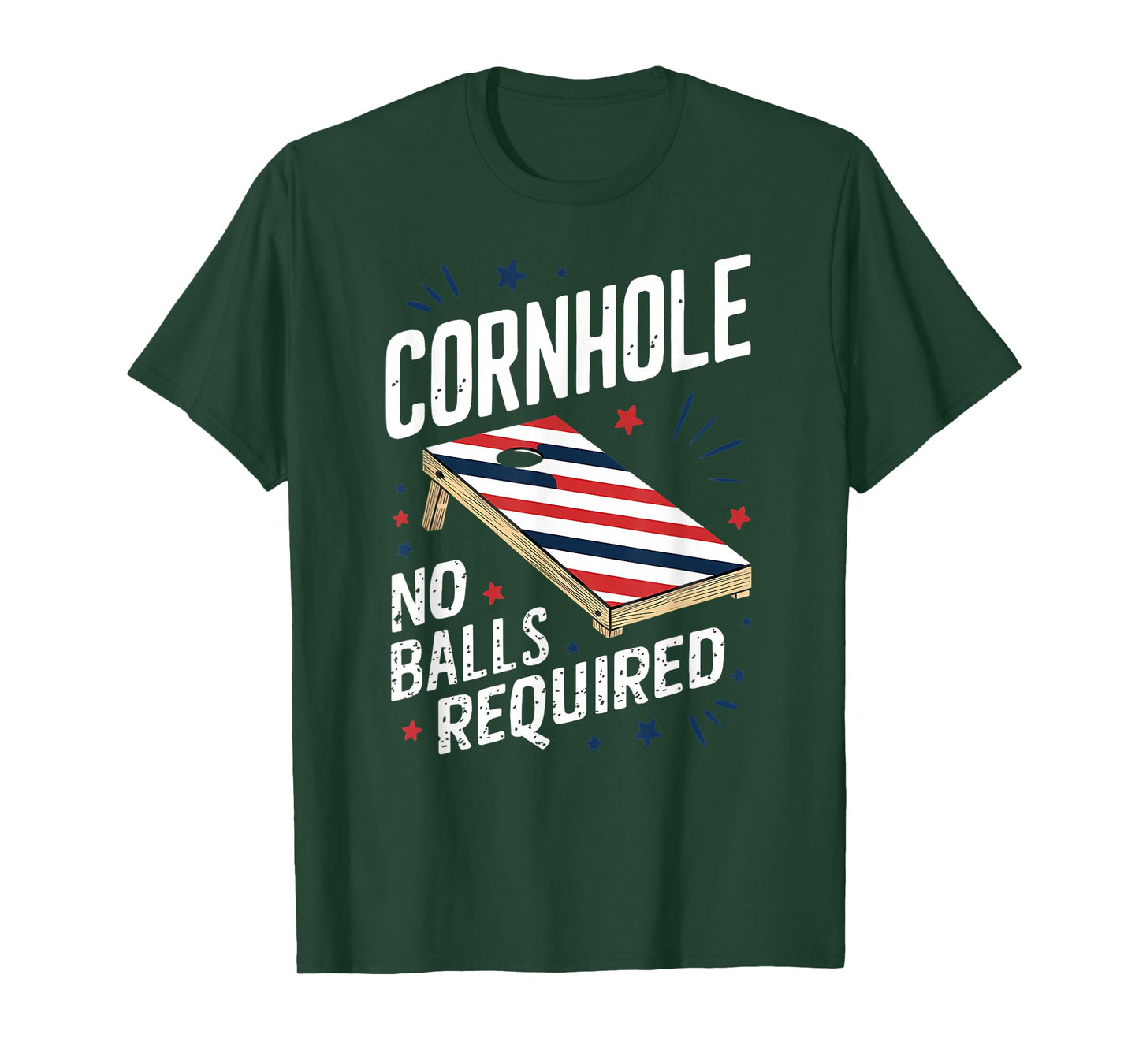 Funny Patriotic July 4th Cornhole No Balls Required T-Shirt