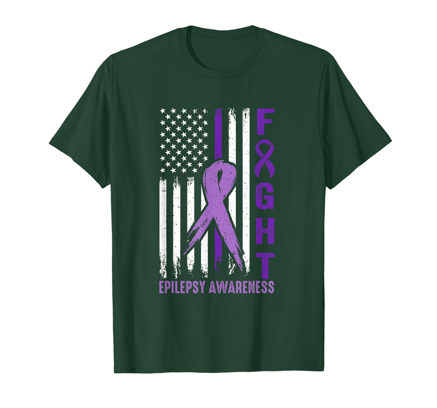I Wear Purple For Epilepsy Awareness USA Flag Fight Epilepsy T-Shirt
