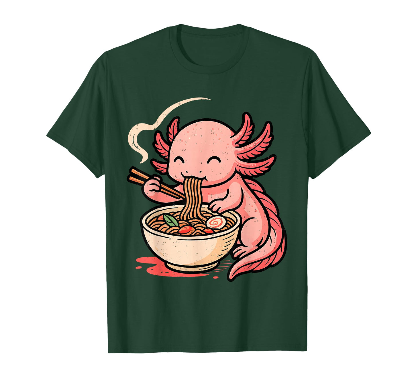 Funny Axolotl Noodle Anime Kawaii Animal Eating Ramen T-Shirt