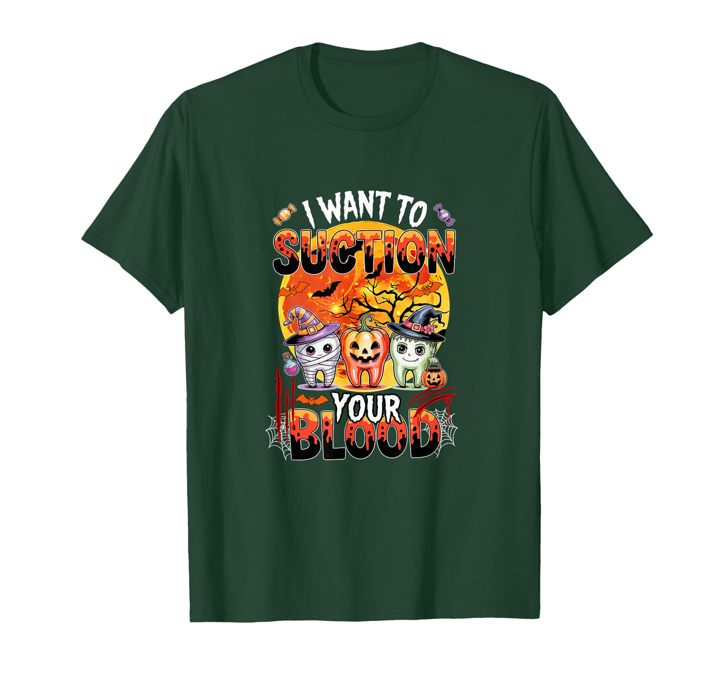 I Want to Suction Halloween Dentist Teeth As Witch Mummy T-Shirt