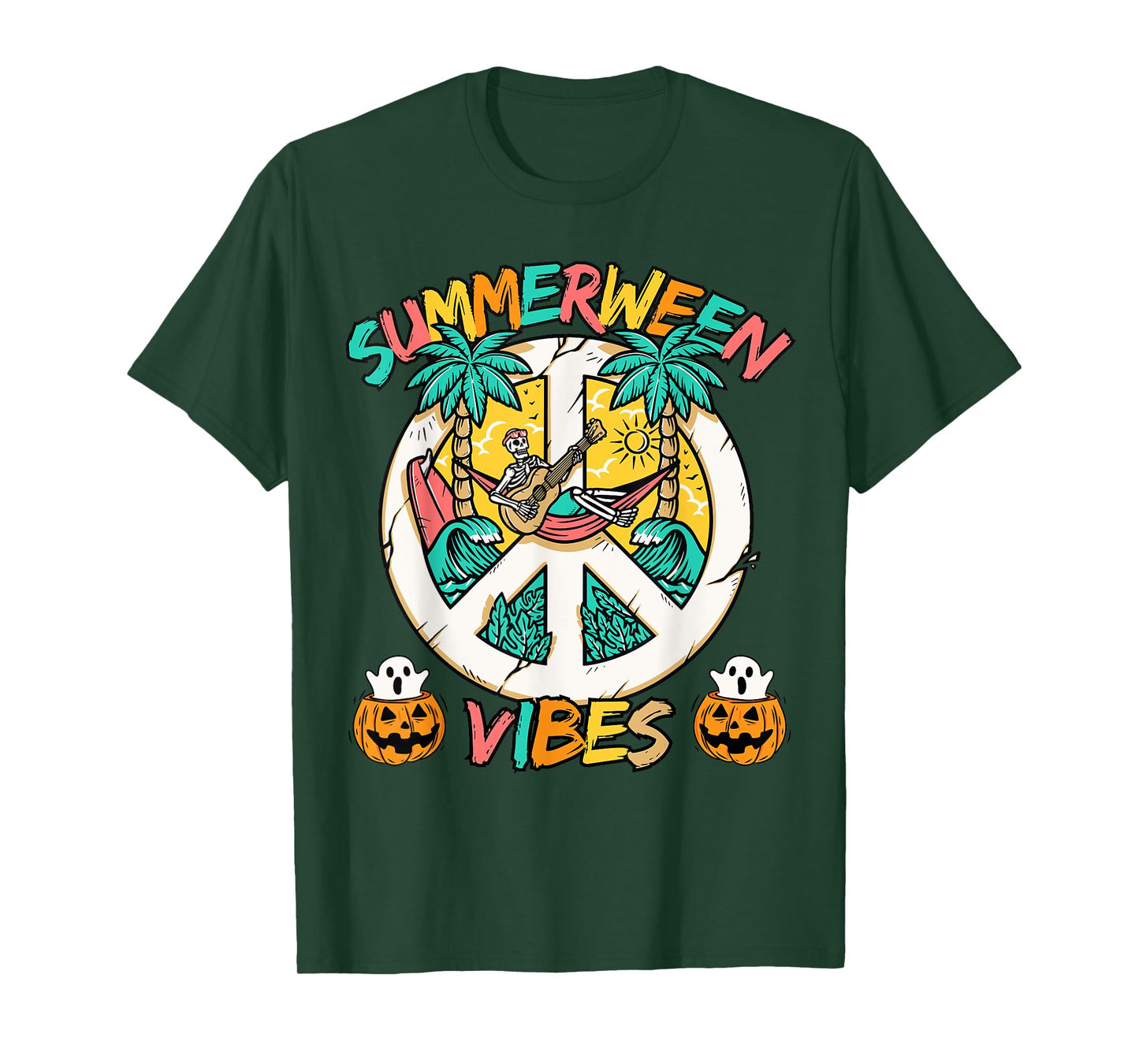 Summerween skeleton chill out at the Beach with summer vibes T-Shirt