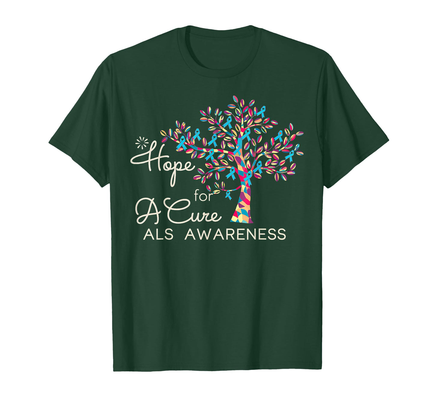Hope For A Cure Tree Ribbon Blue ALS Awareness Support T-Shirt
